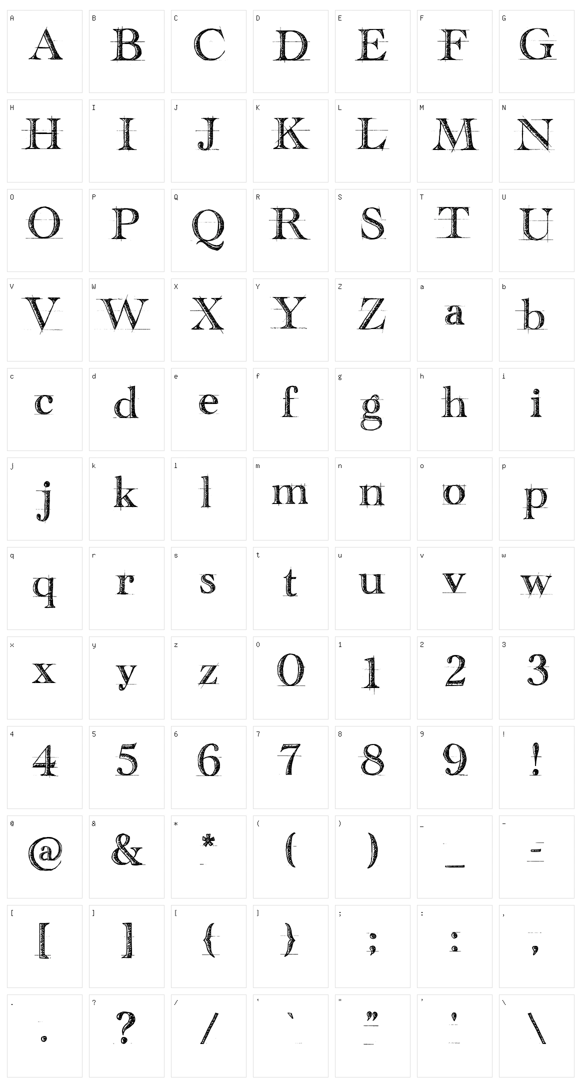 Handwriting Draft Character Set