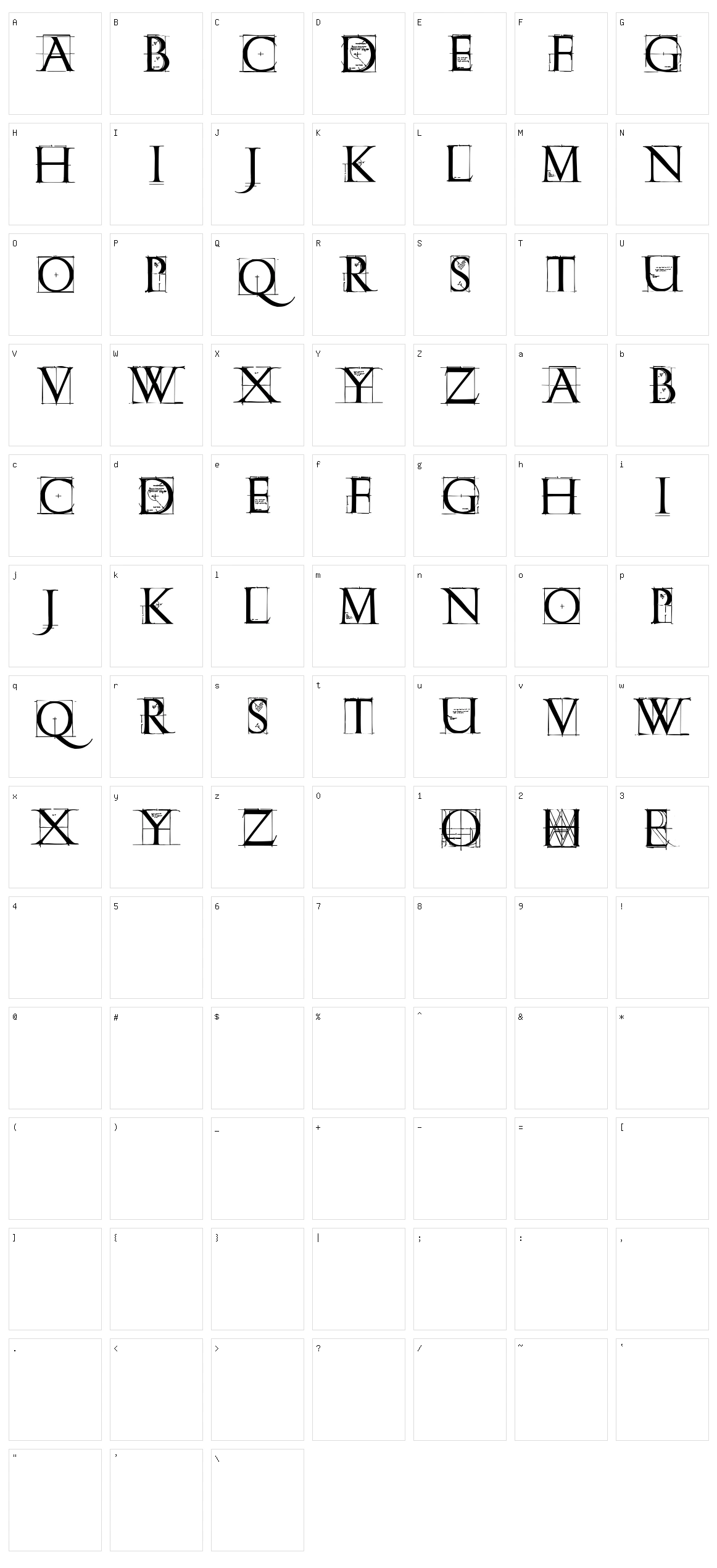 Roman Grid Caps Character Set