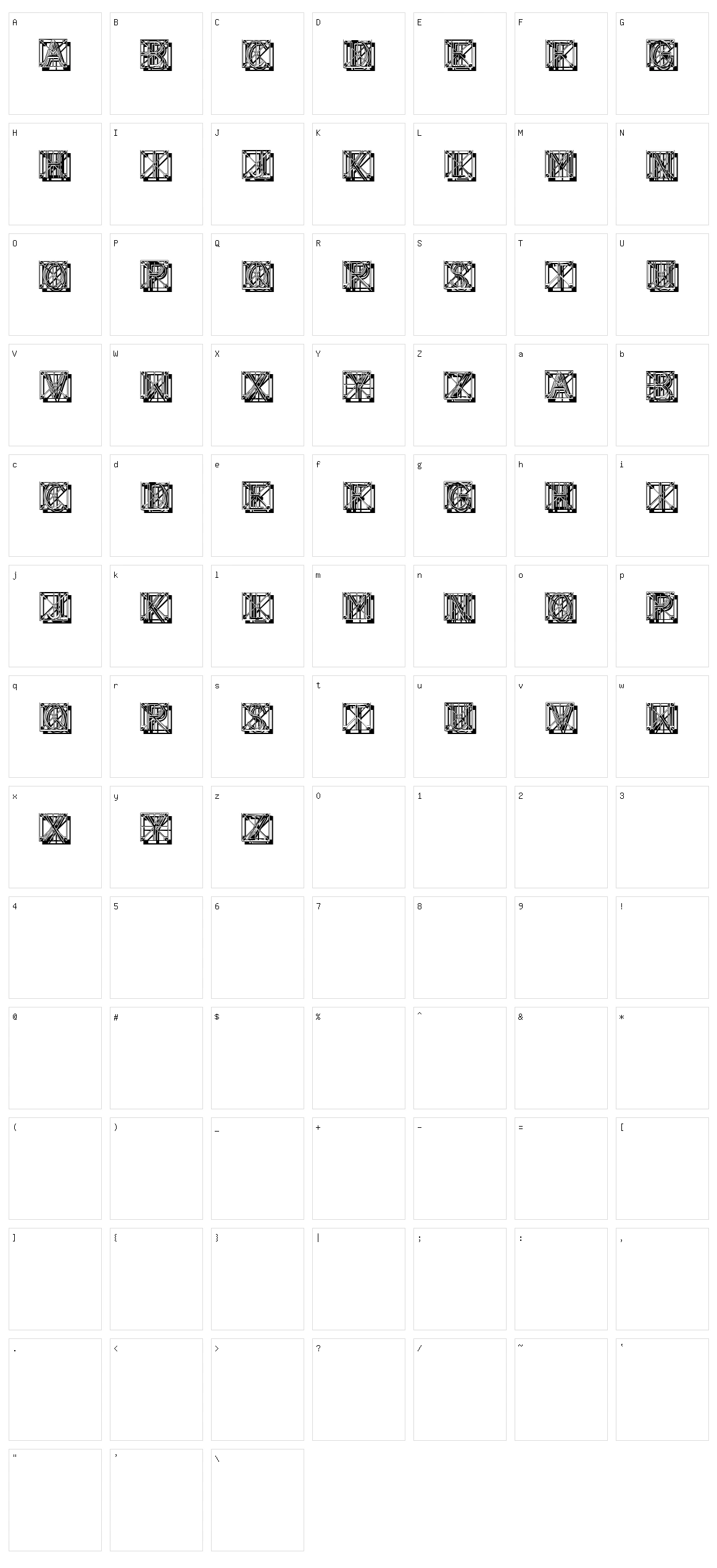 Wired Capitals Character Set