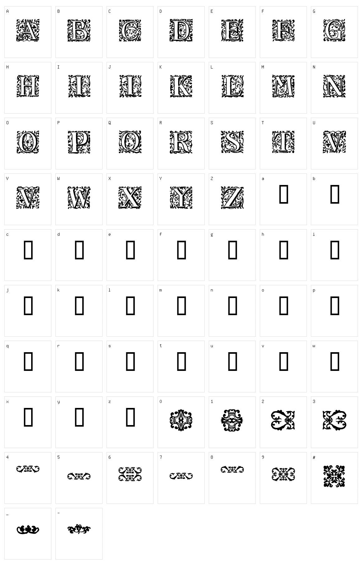 16th Arabesques Character Set