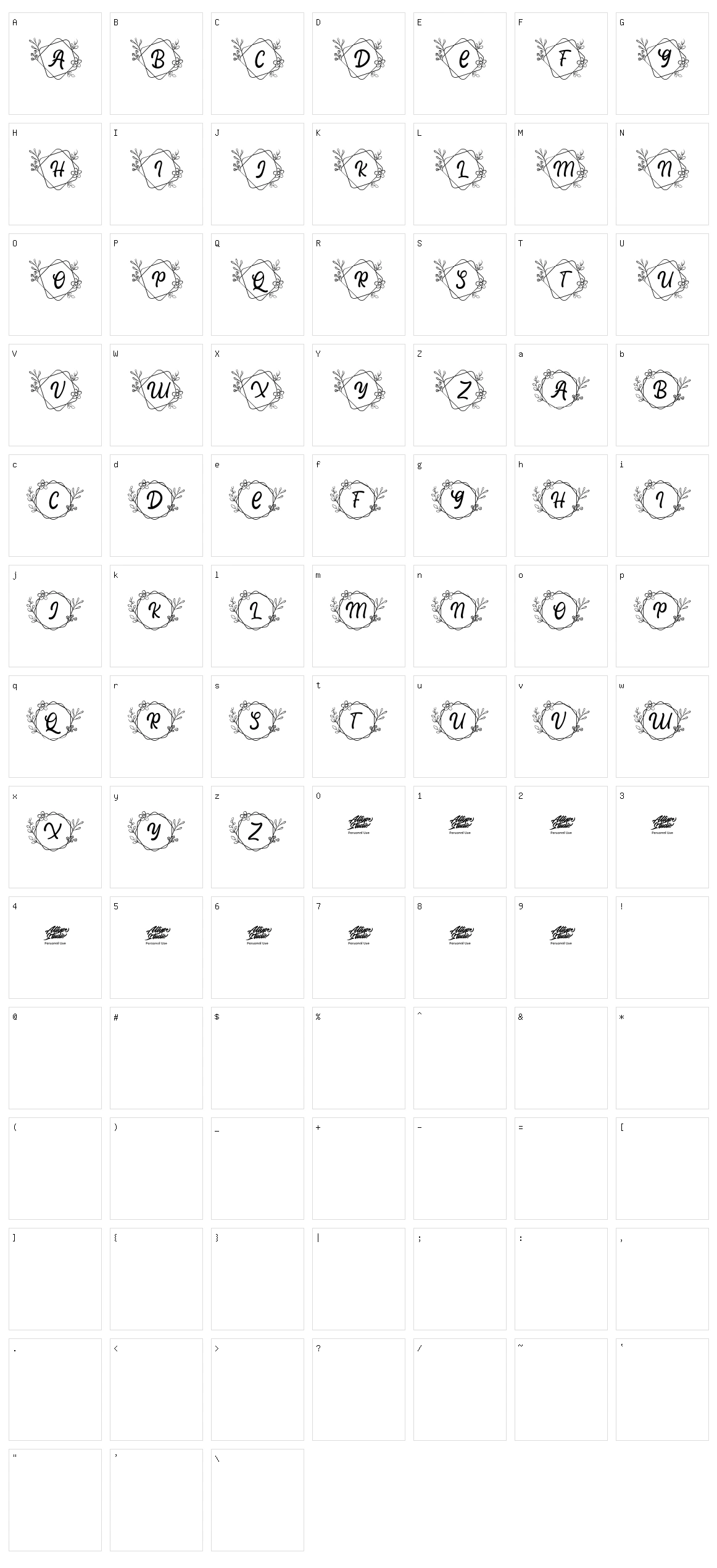 Alche Monogram Character Set