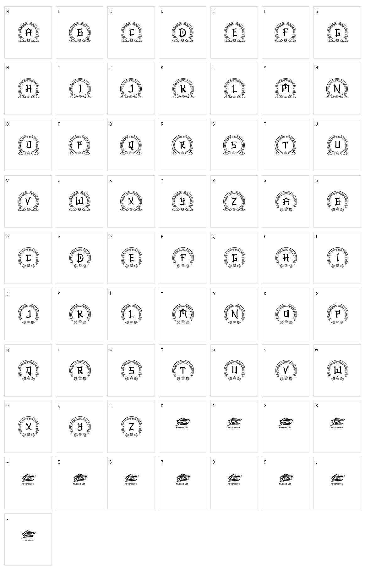 Ashito Chinese Monogram Character Set