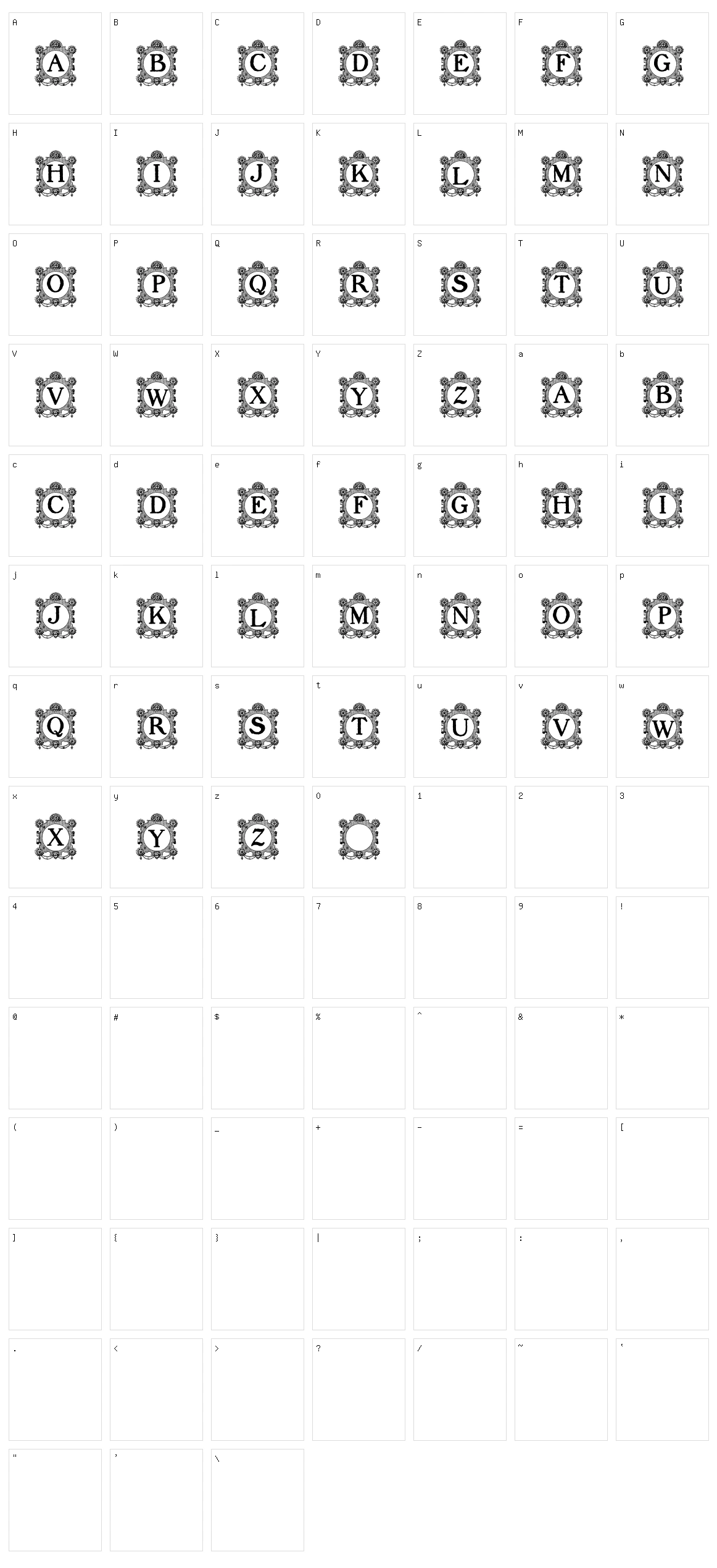 Barocque Capitals Character Set