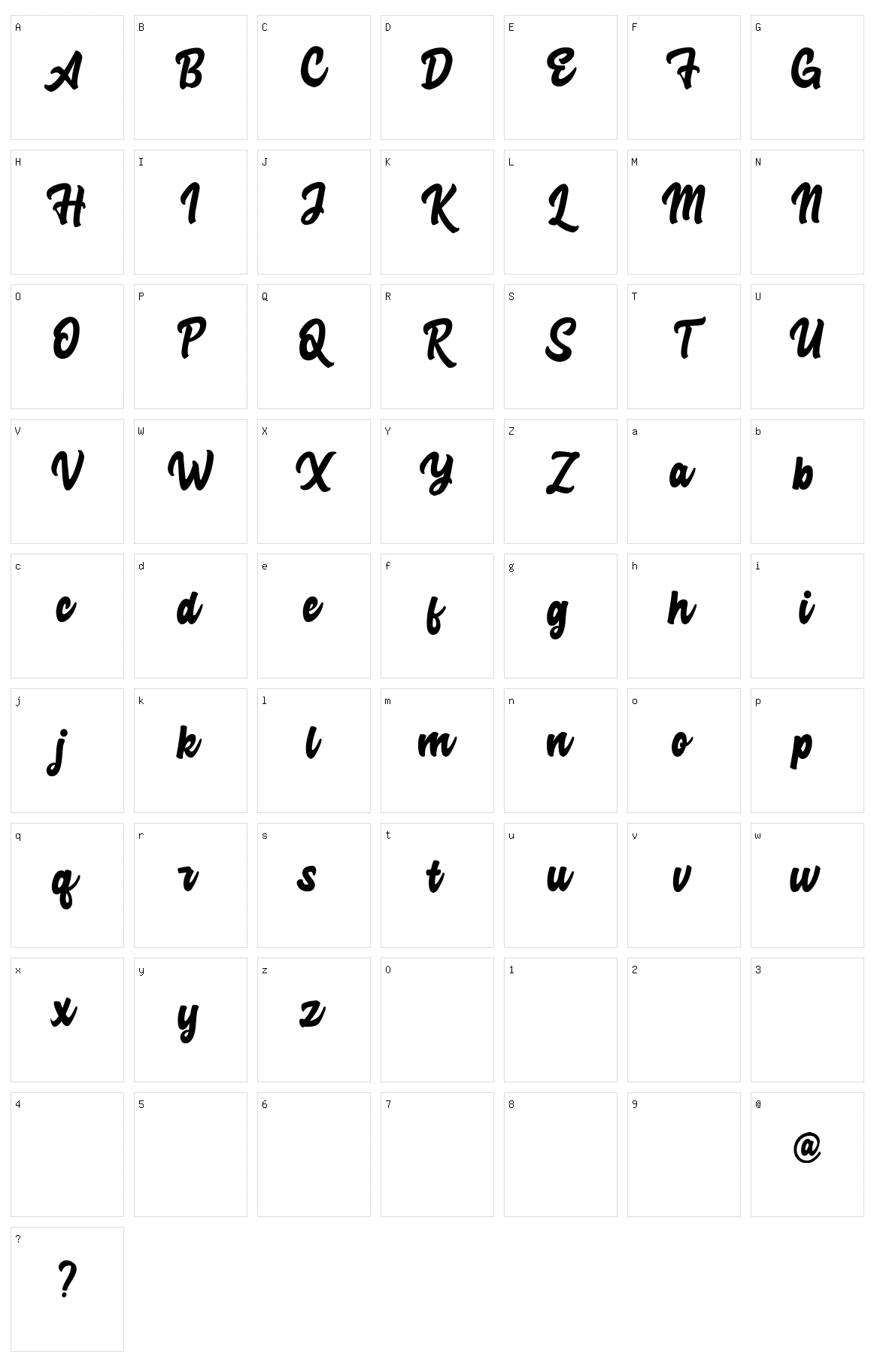 Advocate Script Character Set
