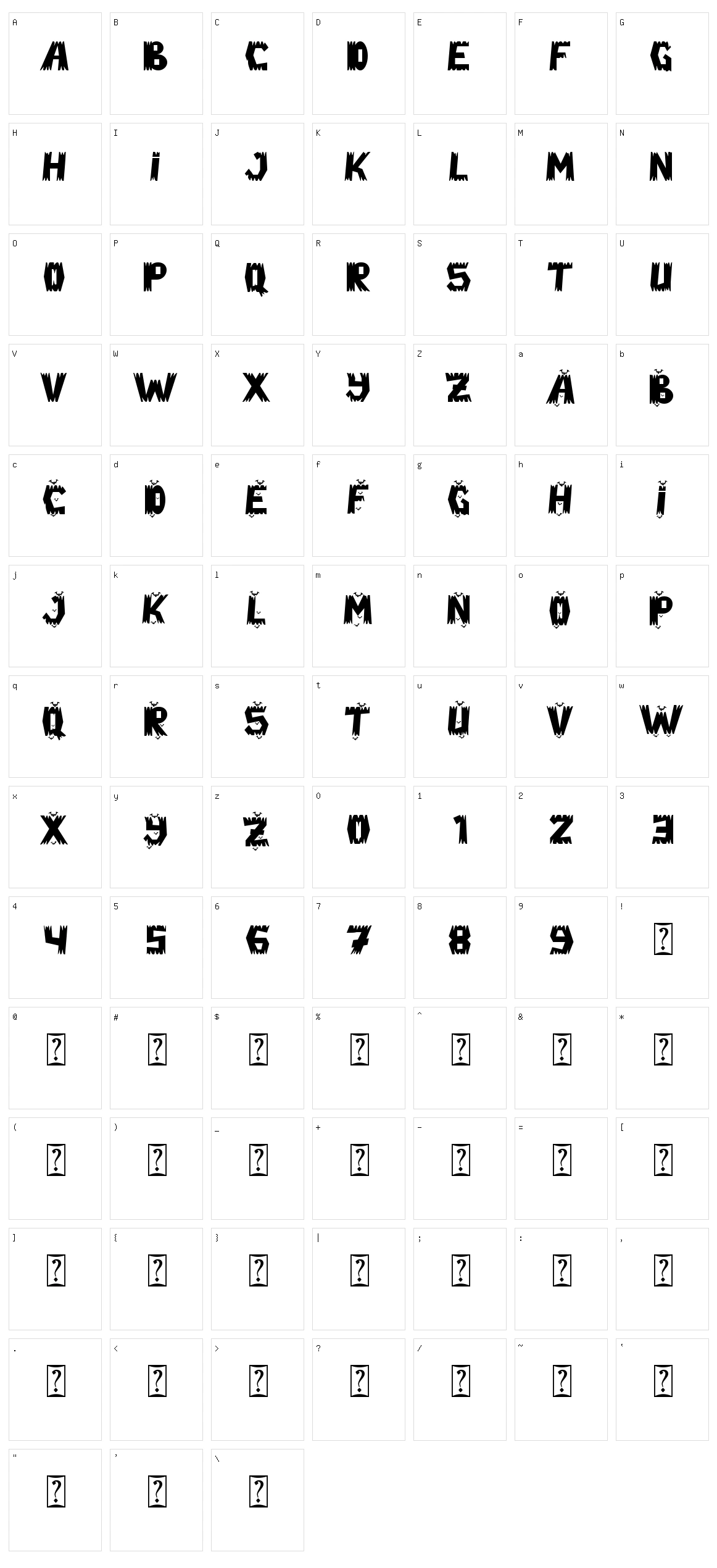 Ghost Zone Character Set