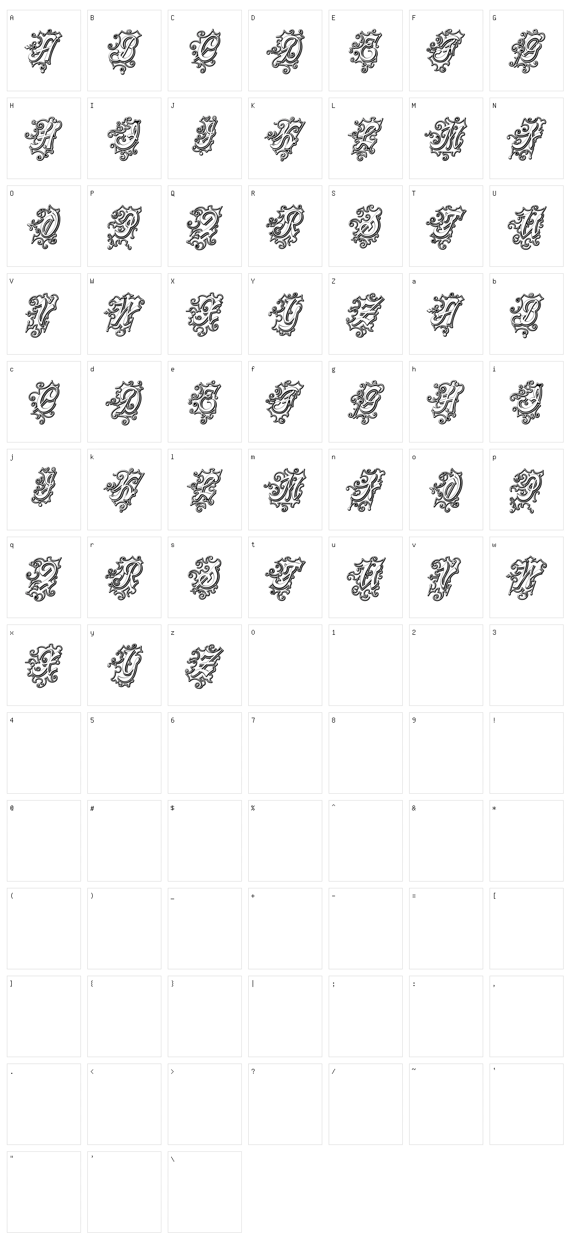 Centennial Script Fancy Three Character Set