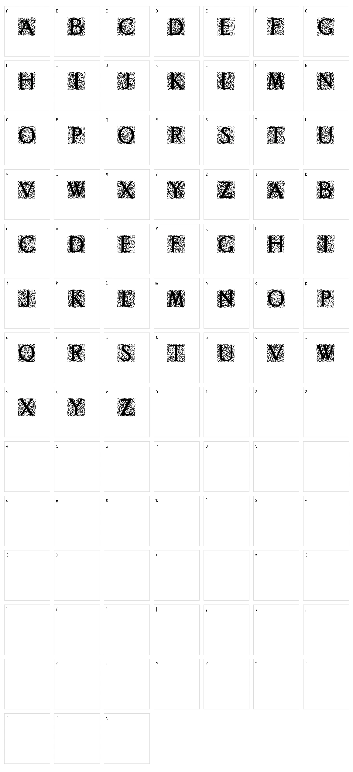 Decorated Roman Initials Character Set