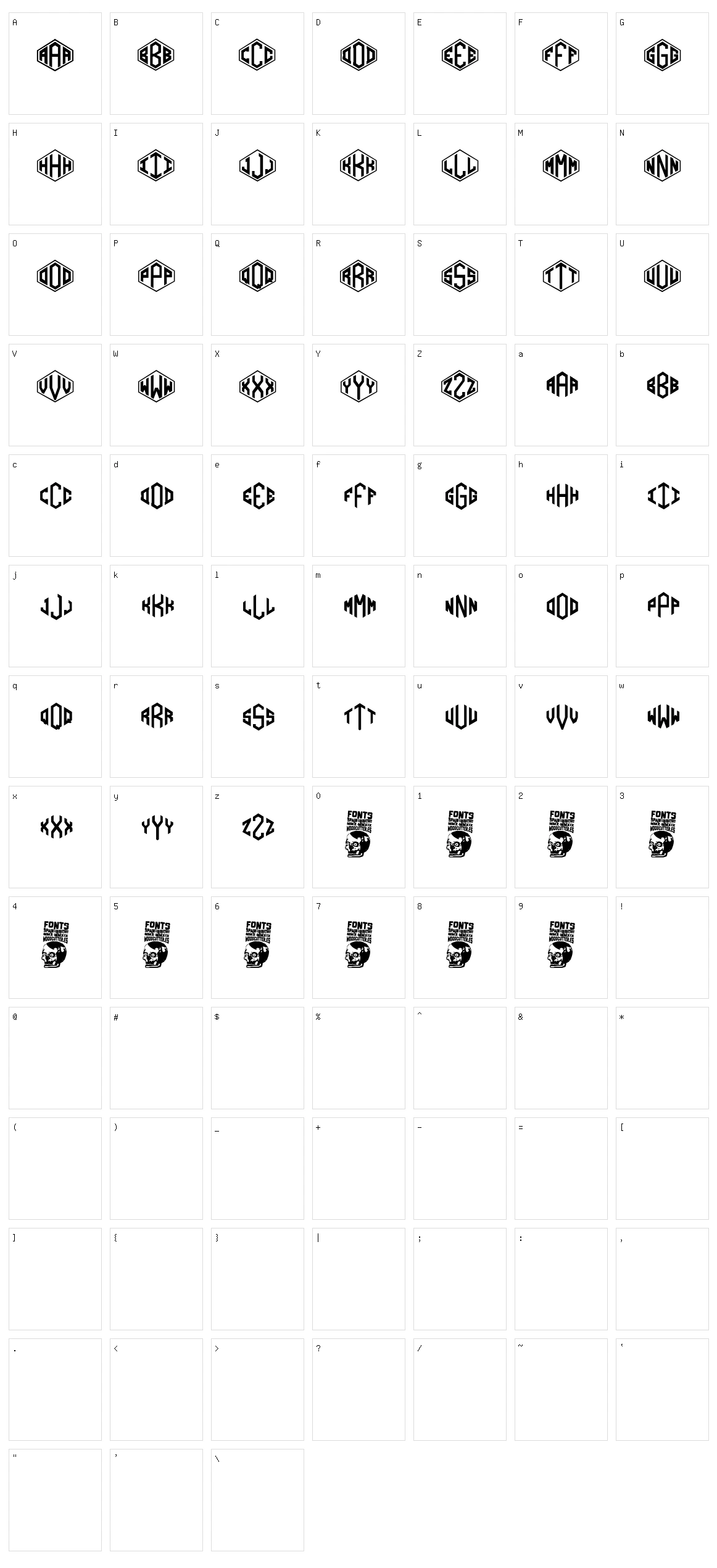 Diamondgrams Character Set