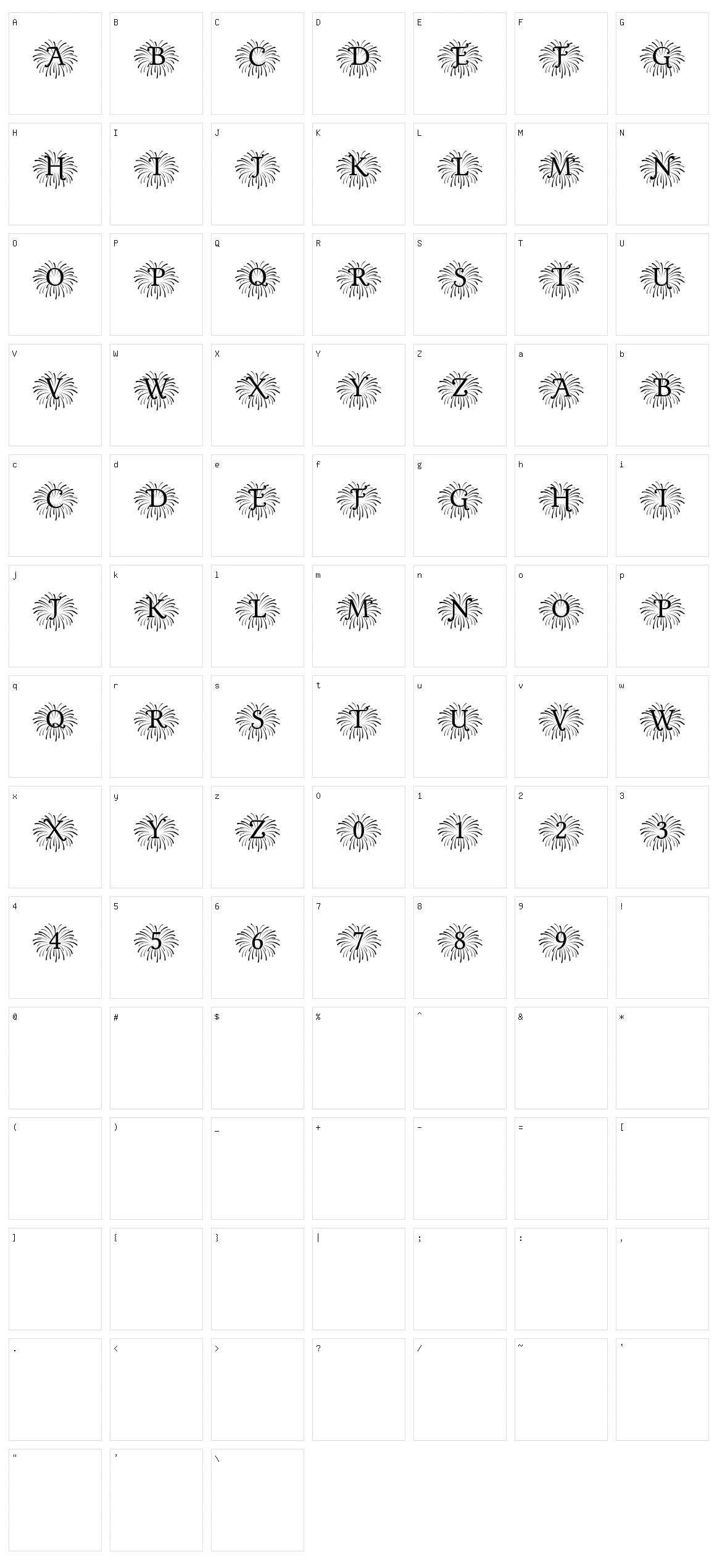 Fireworks Mono Character Set