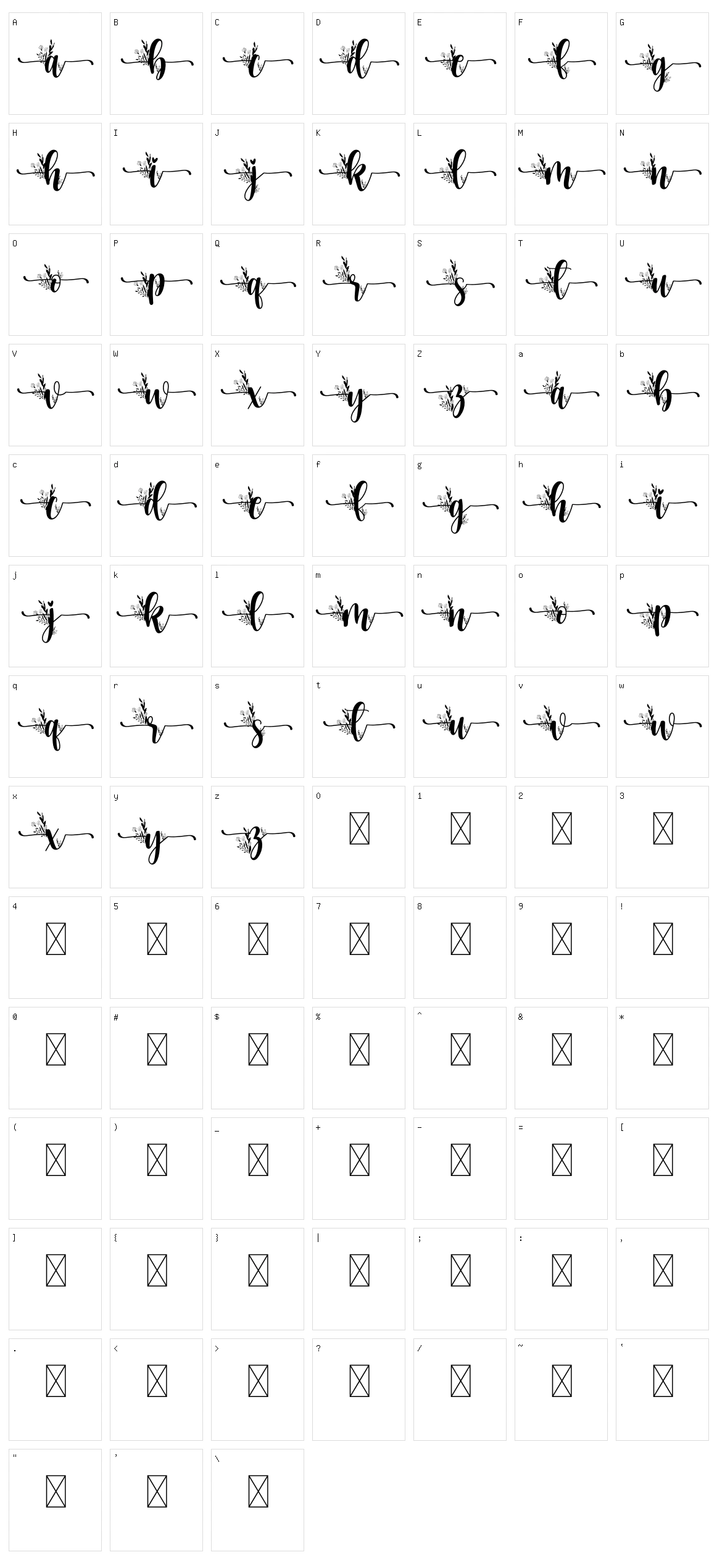Flower Monogram Character Set