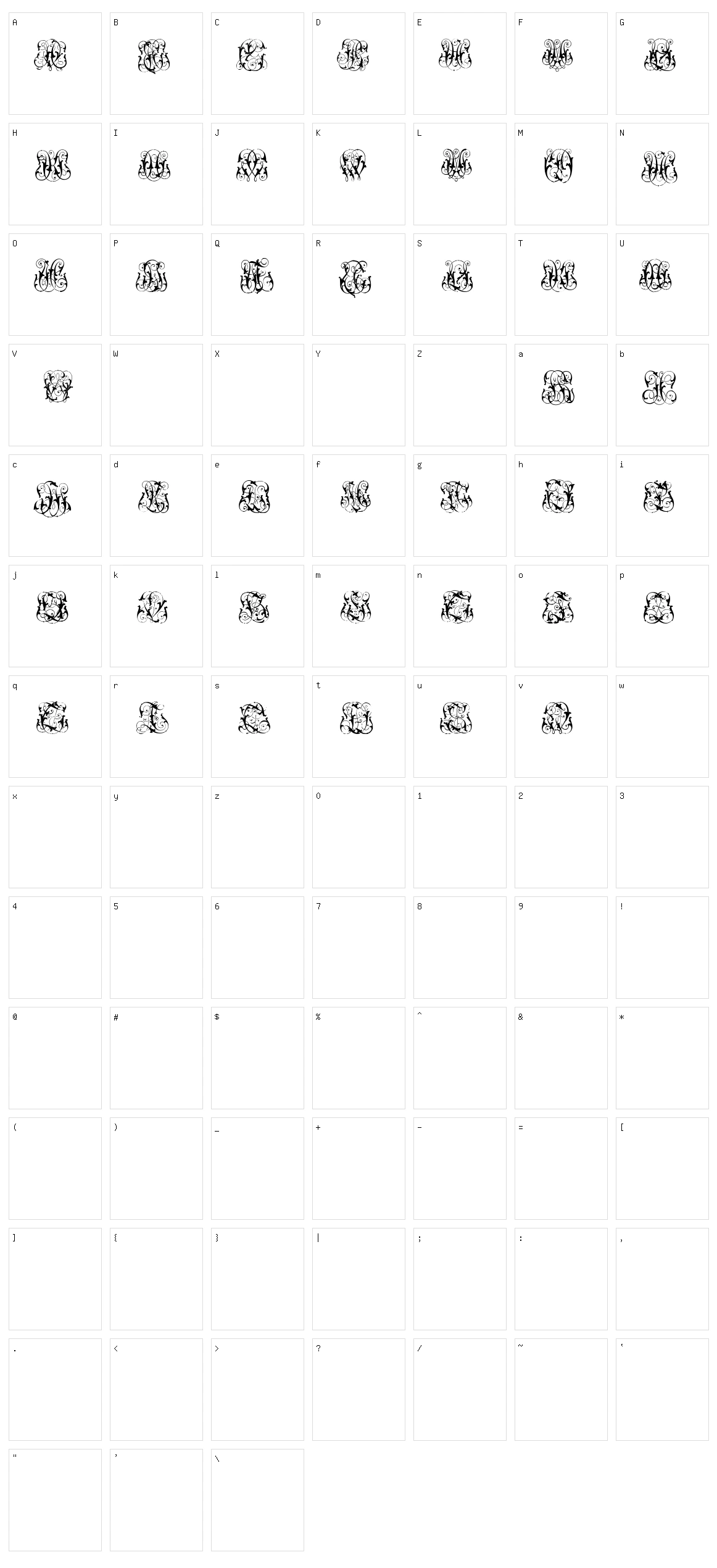 Hard to Read Monograms Character Set