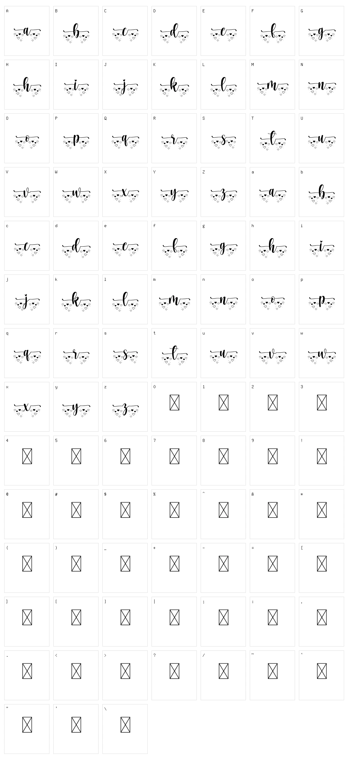Heart Monogram Character Set
