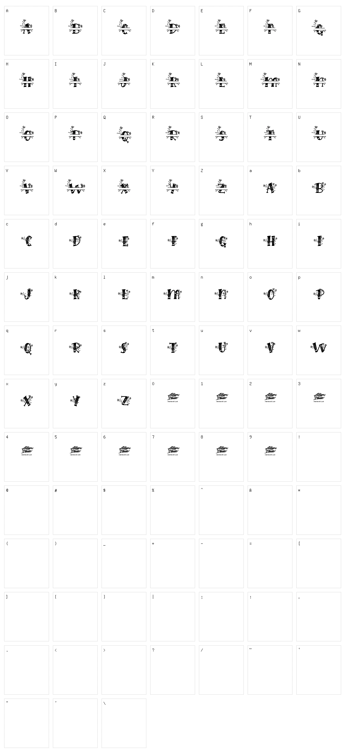 Hilens Flower Monogram Character Set