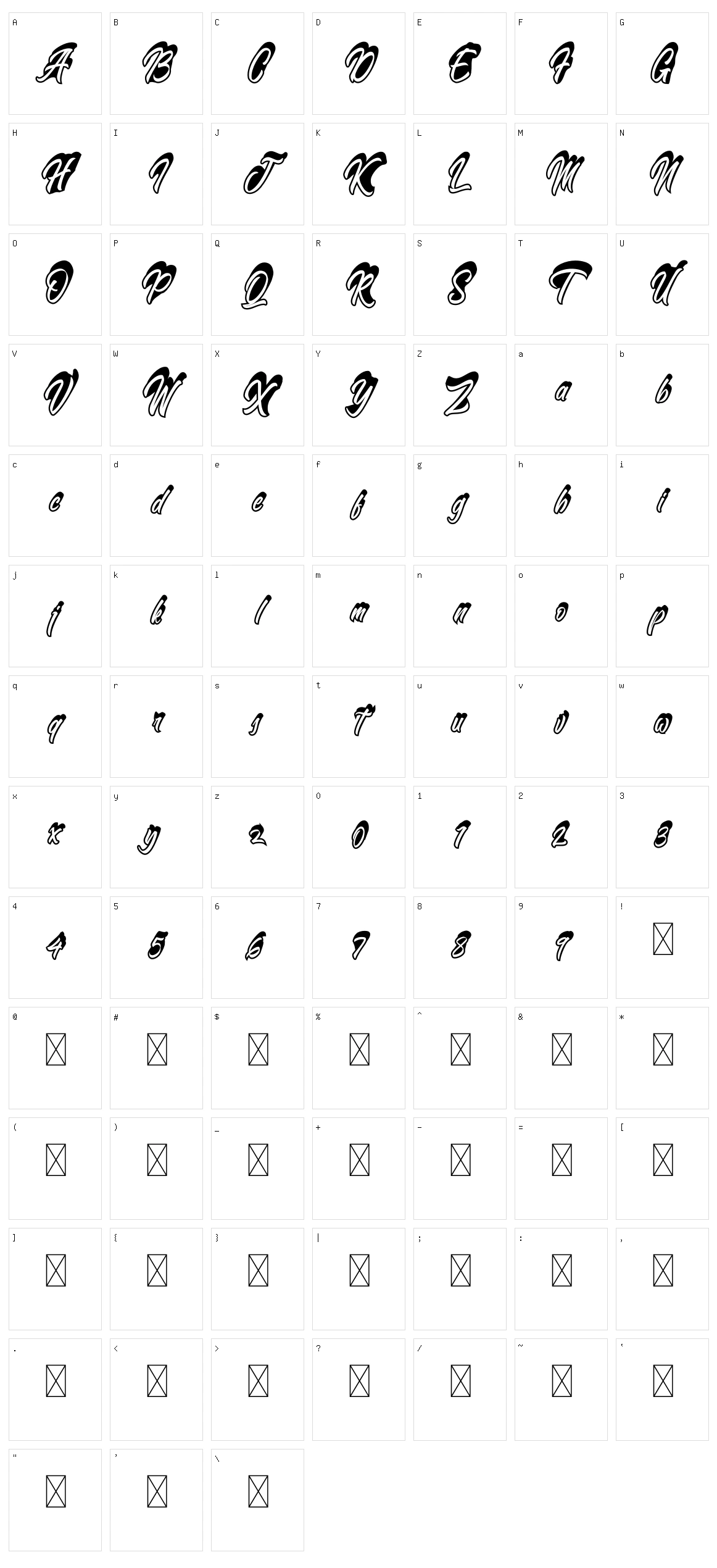 The Black Cassanova Character Set
