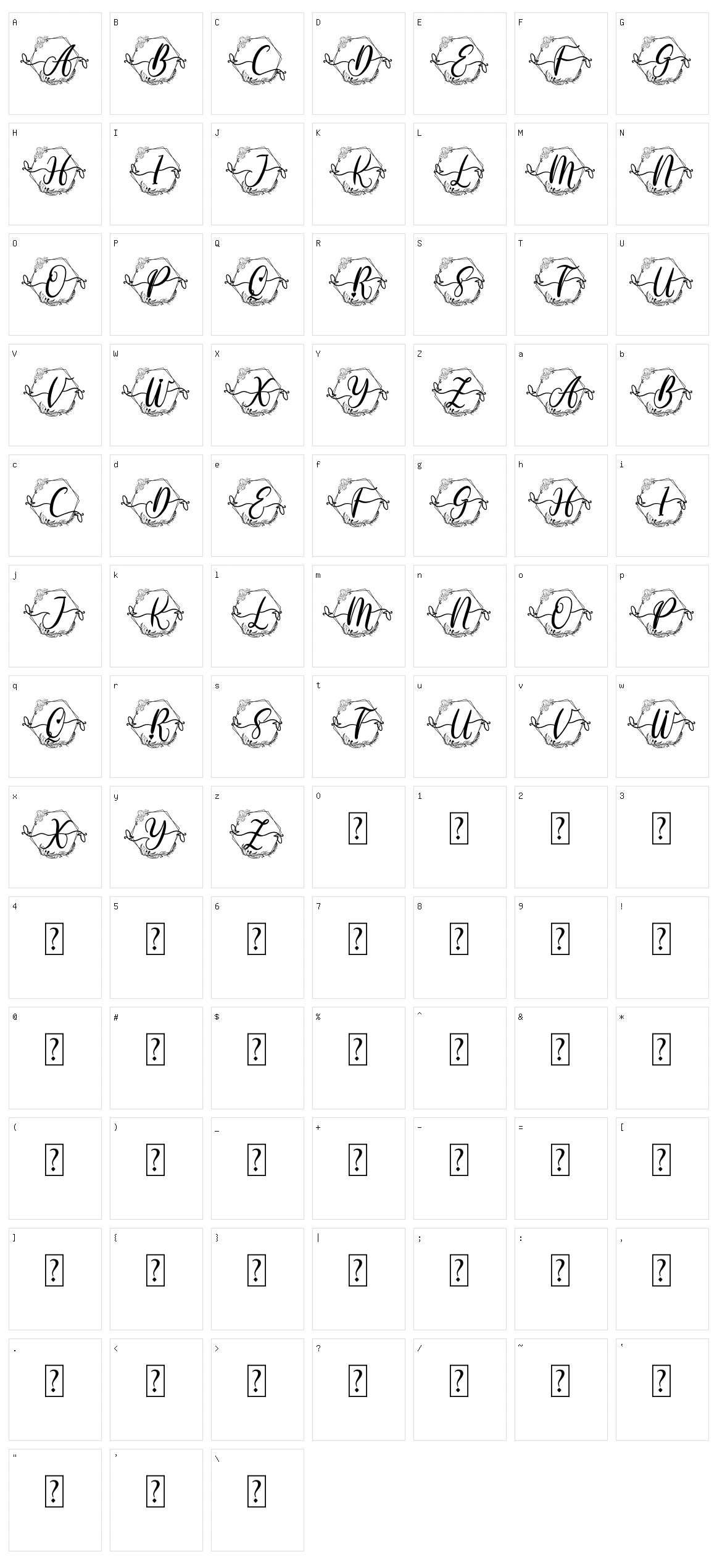 Humaira Monogram Character Set