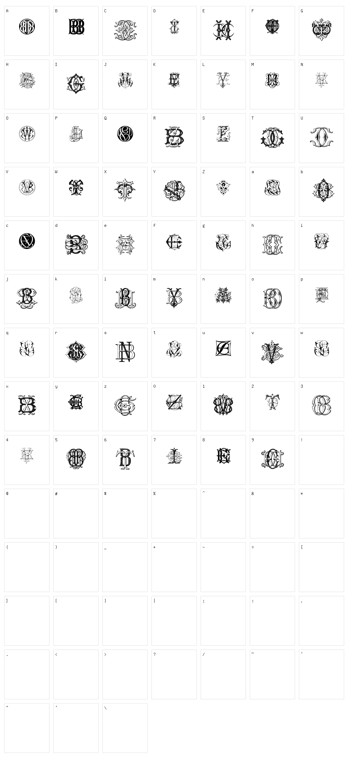 Intellecta Monograms Random Samples Eleven Character Set