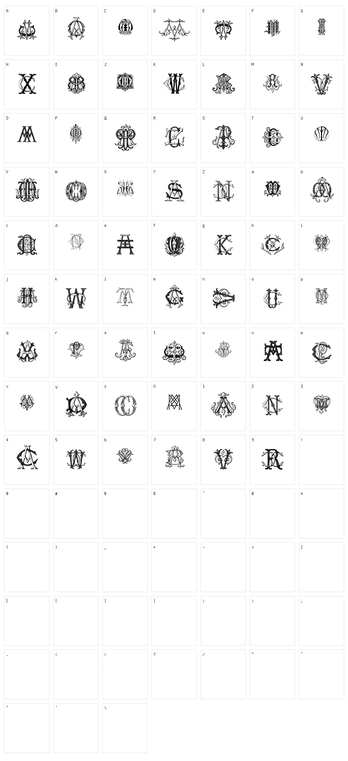 Intellecta Monograms Random Samples Five Character Set