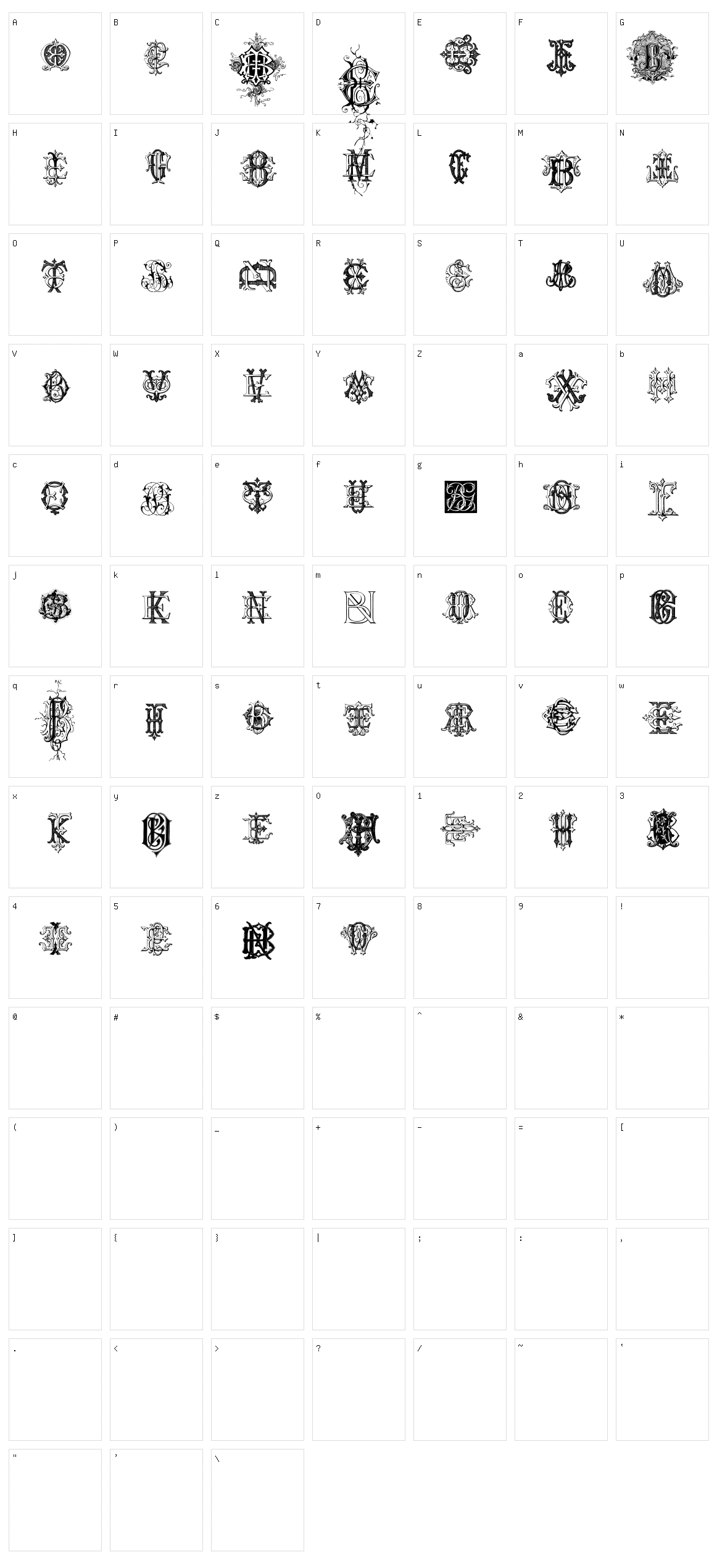 Intellecta Monograms Random Samples Four Character Set