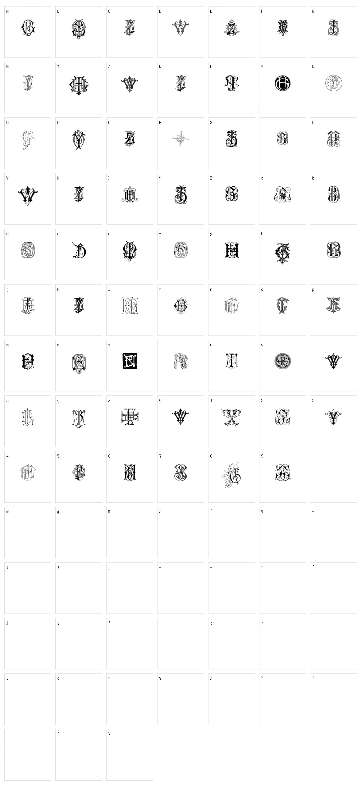 Intellecta Monograms Random Samples Seven Character Set