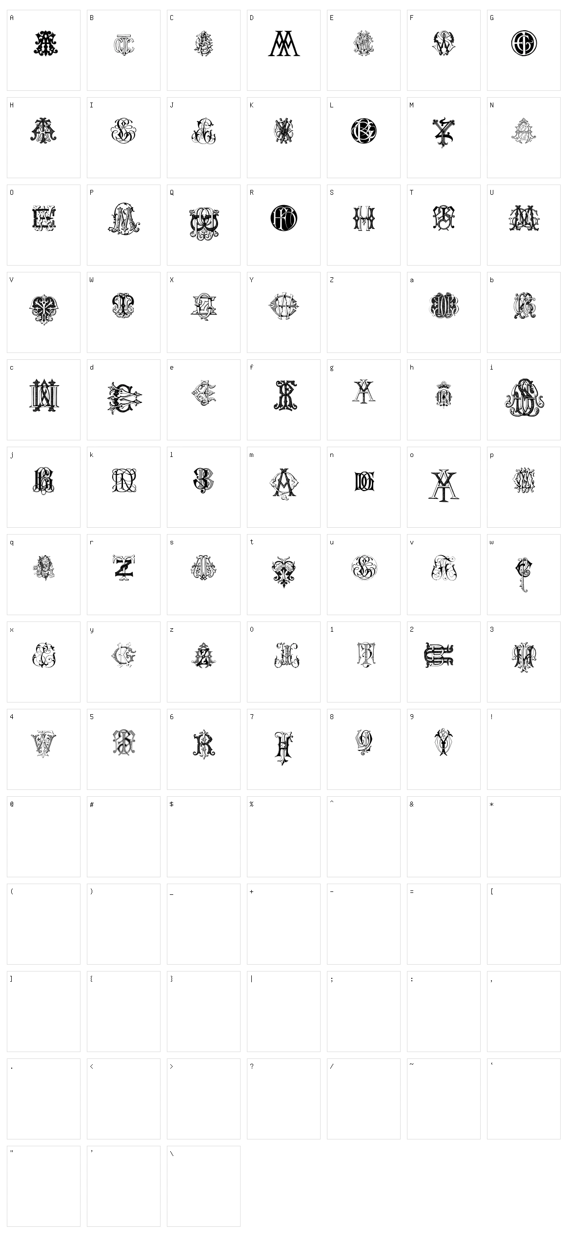 Intellecta Monograms Random Samples Two Character Set