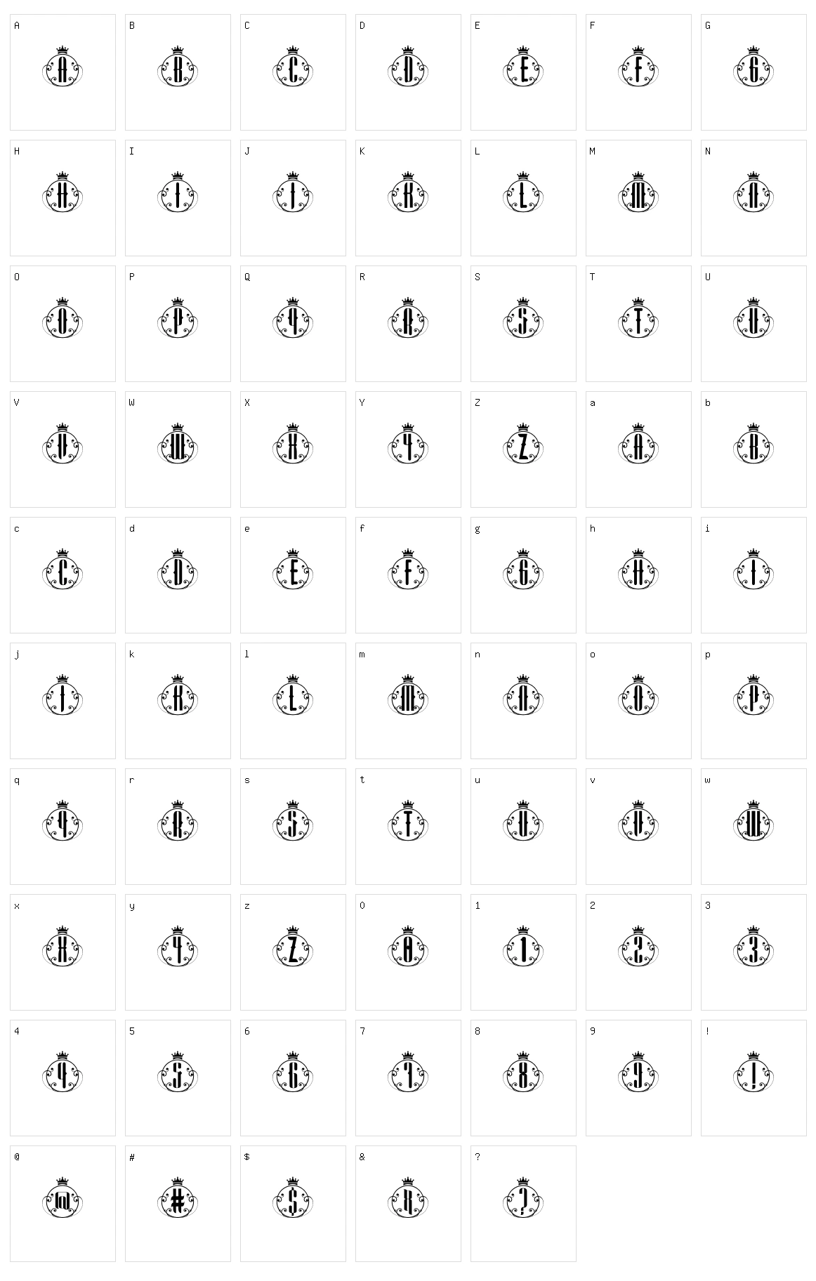 King Monogram Character Set
