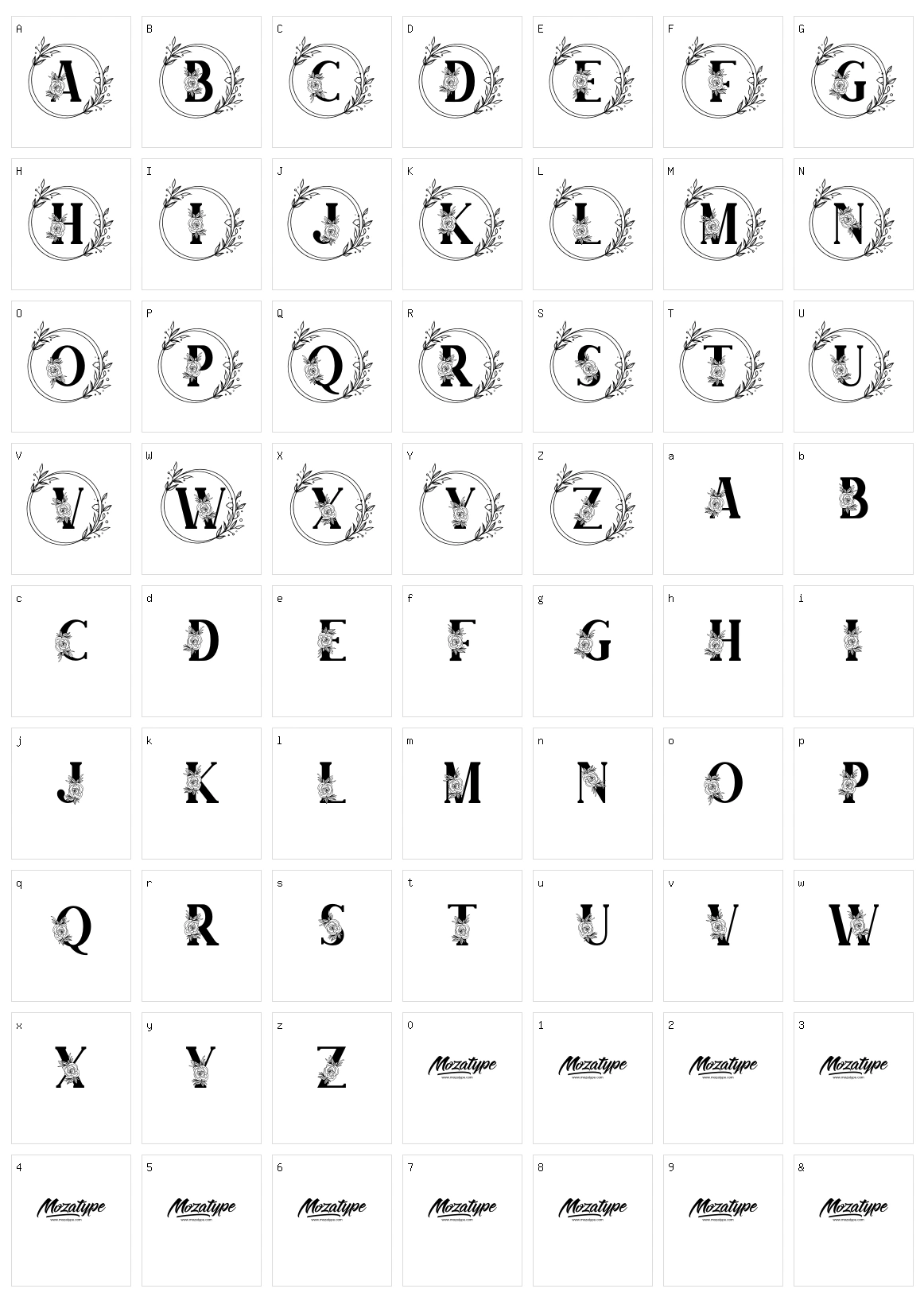 Magnolia Monogram Character Set