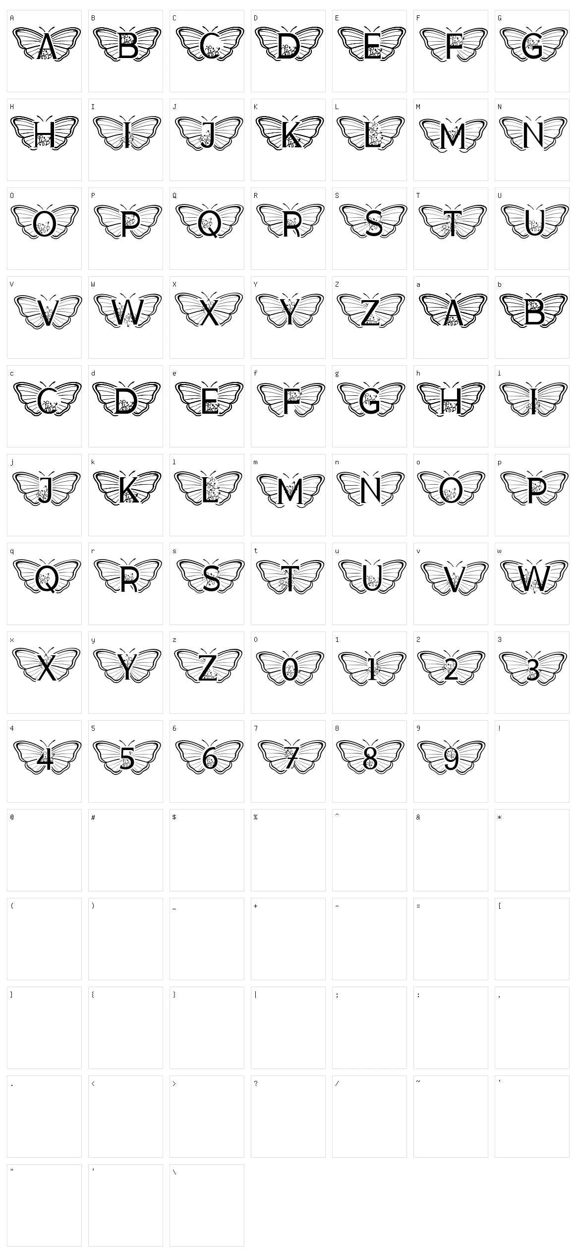 Monogram Butterfly Character Set