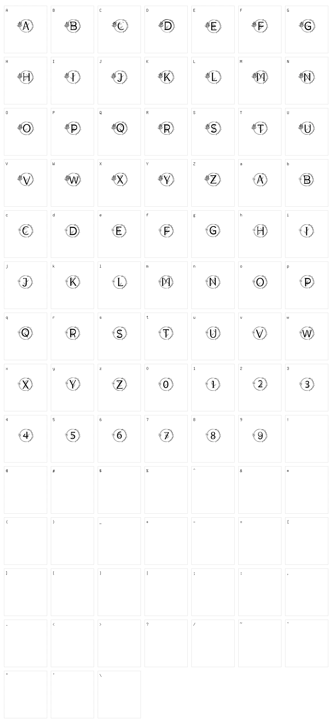 Monogram Leaves Character Set