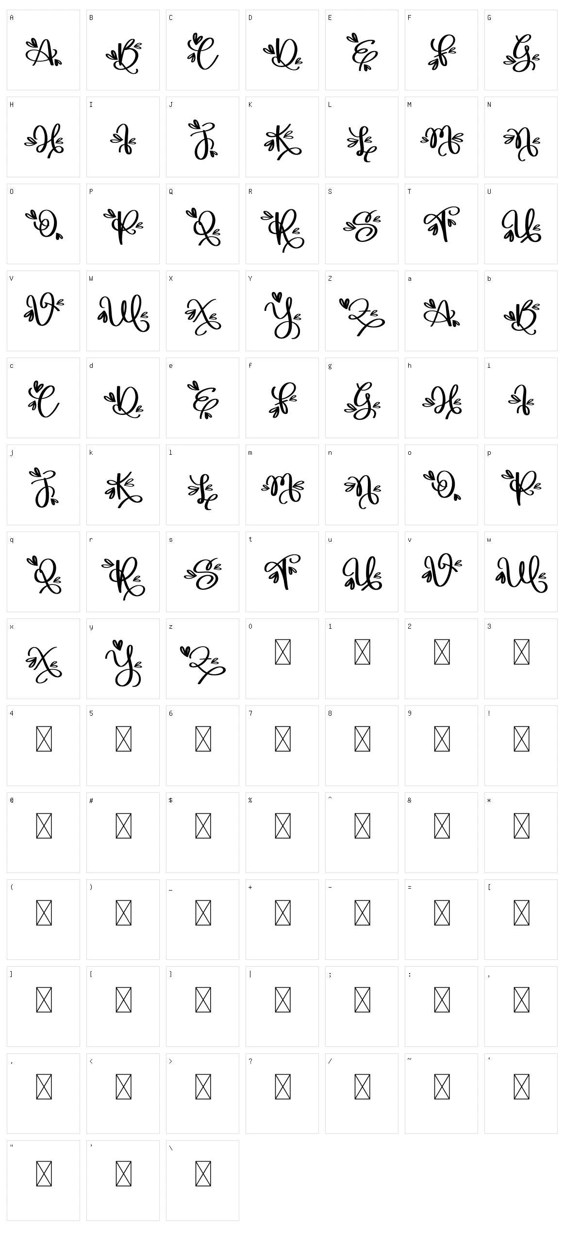 Monogram S Character Set