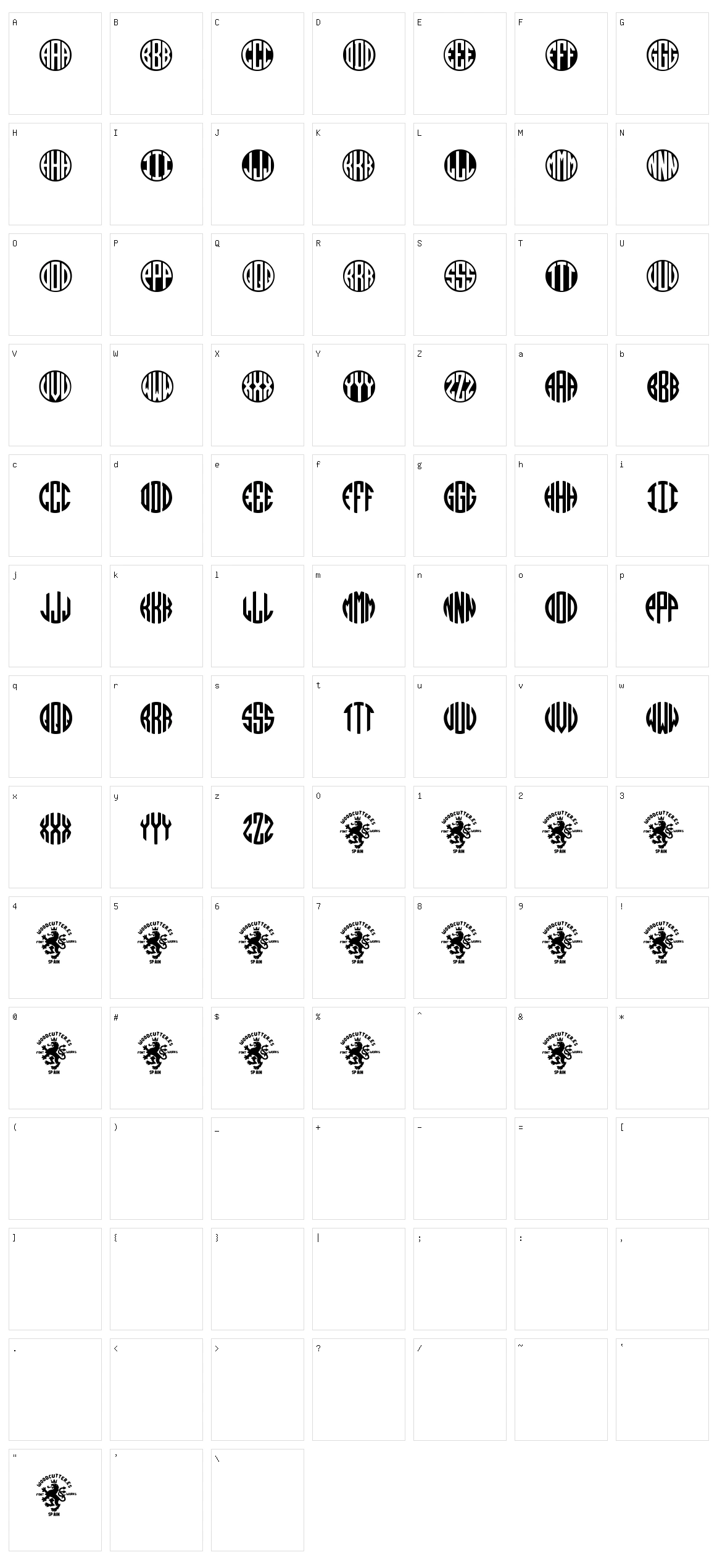 Monogramos Character Set