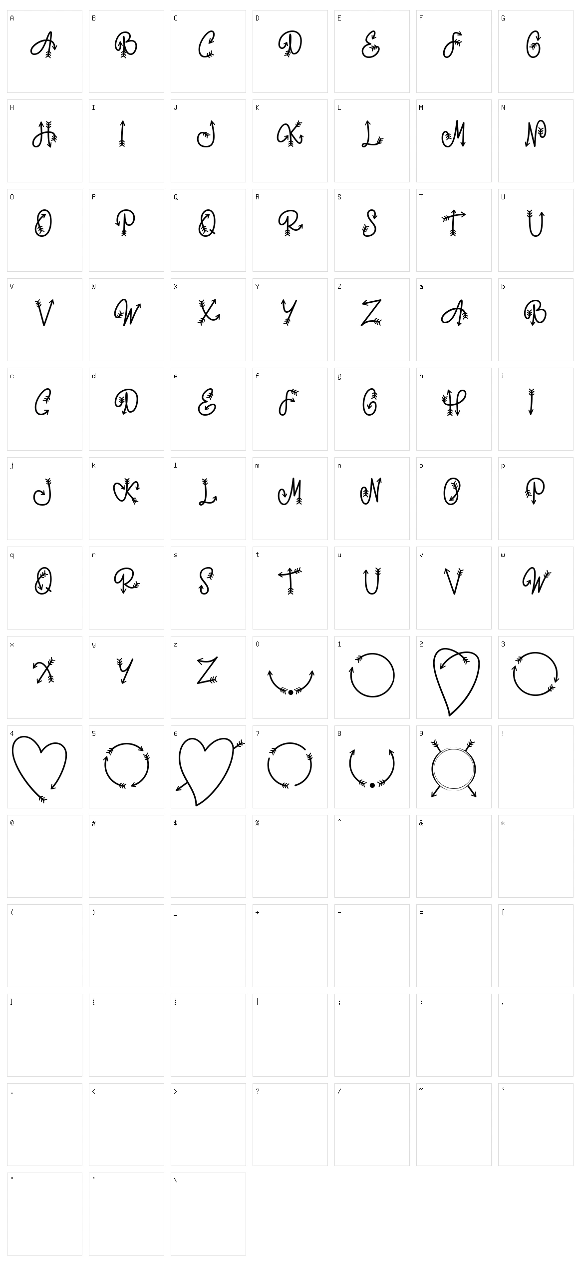 Monorow One Character Set