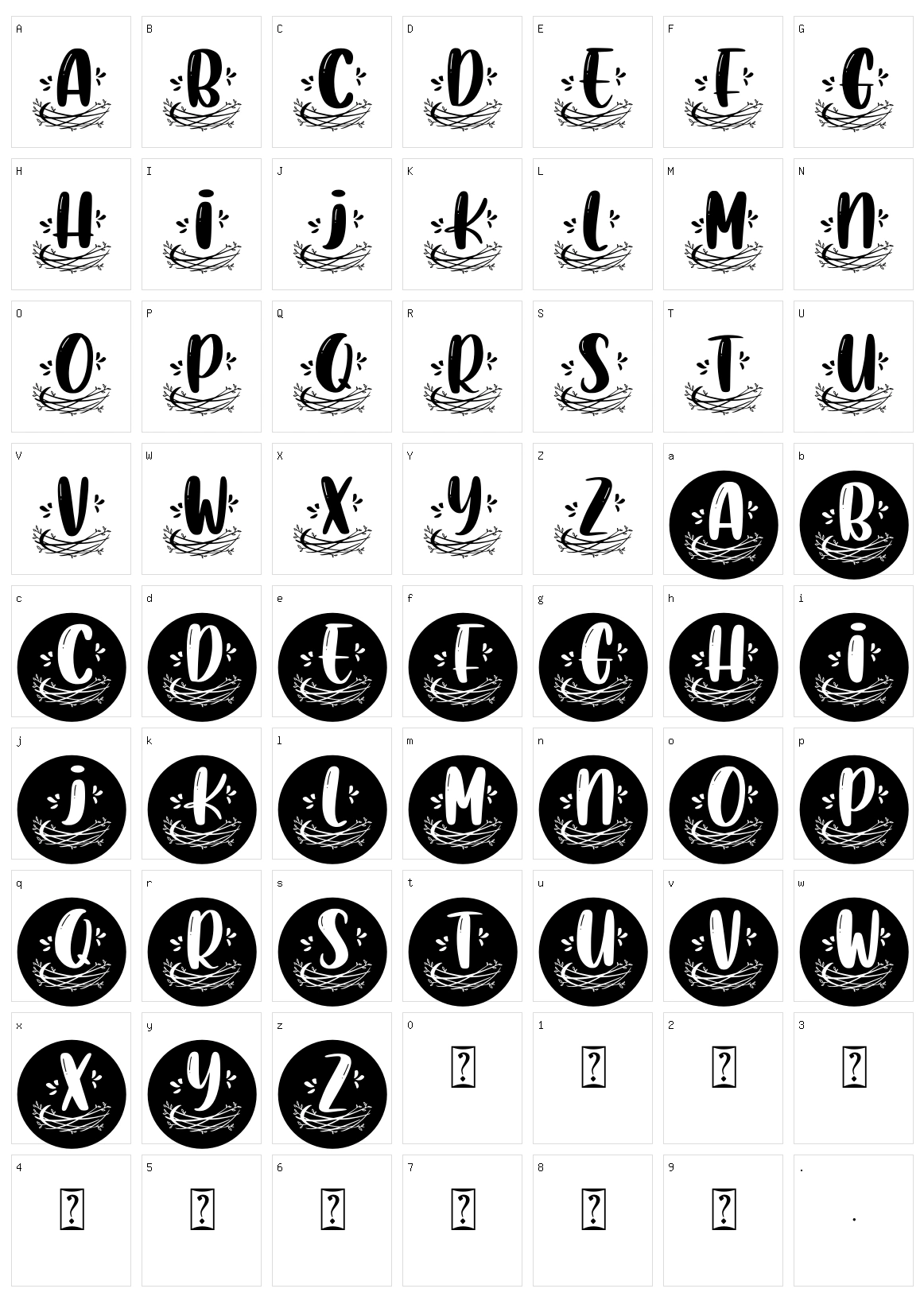 Nest Monogram Character Set