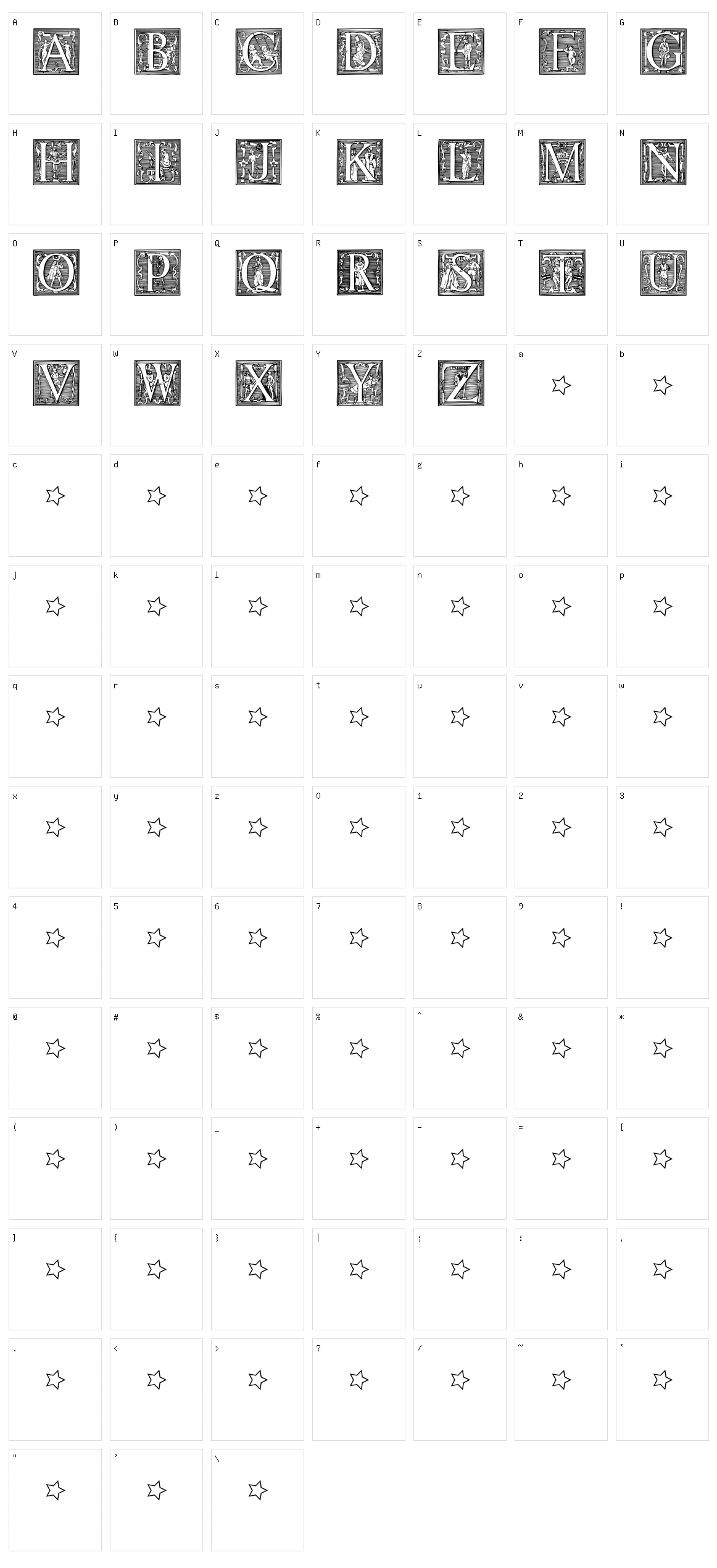 Picto Glyphs Character Set