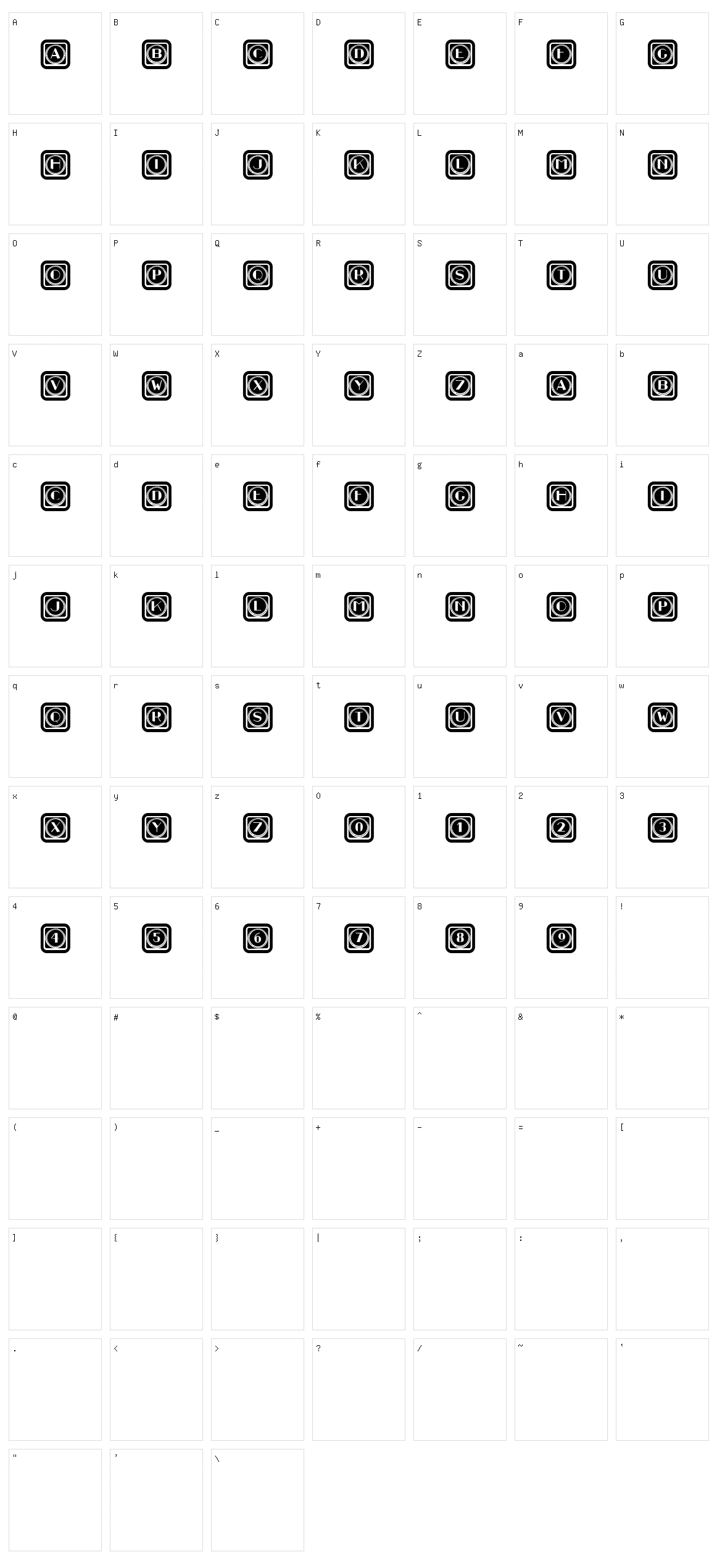 Retrospective Capitals Character Set