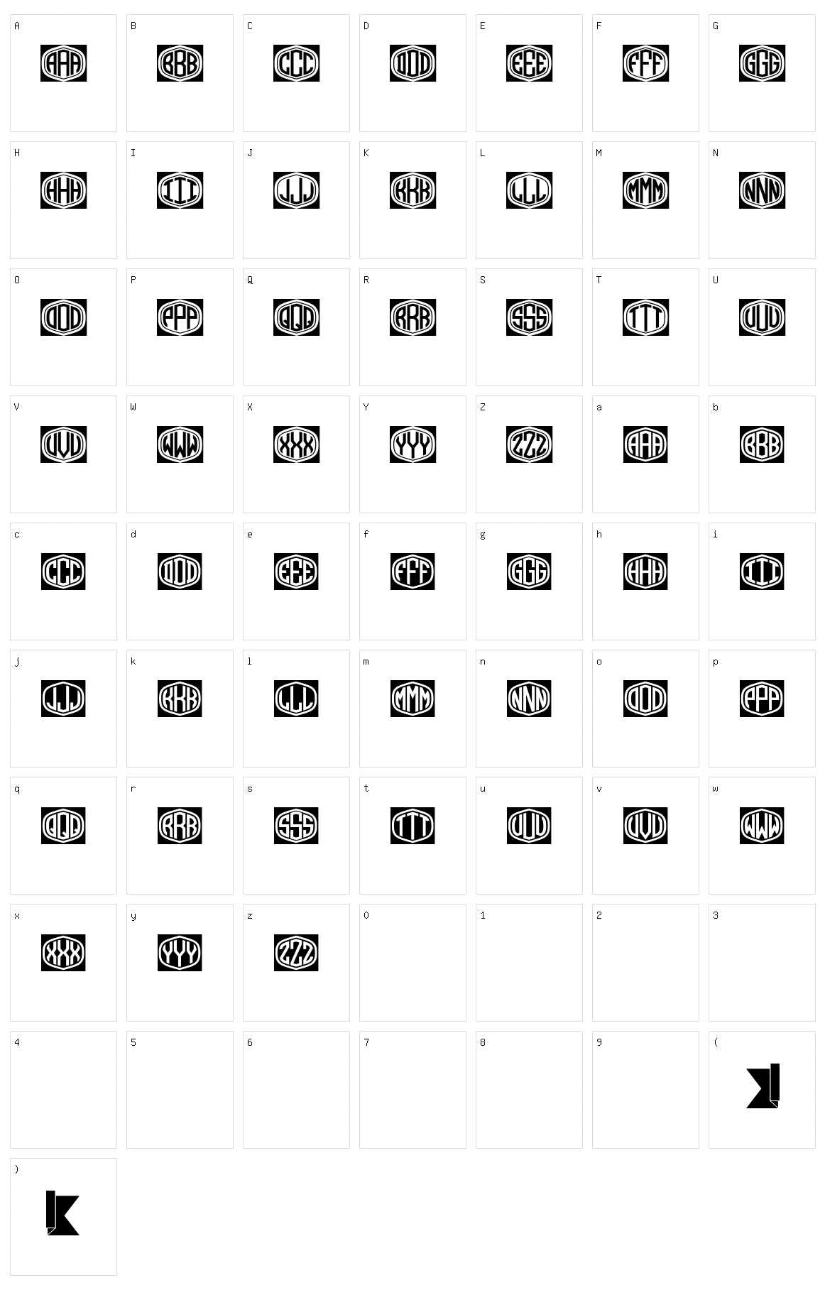 Ribbon Monogram Character Set