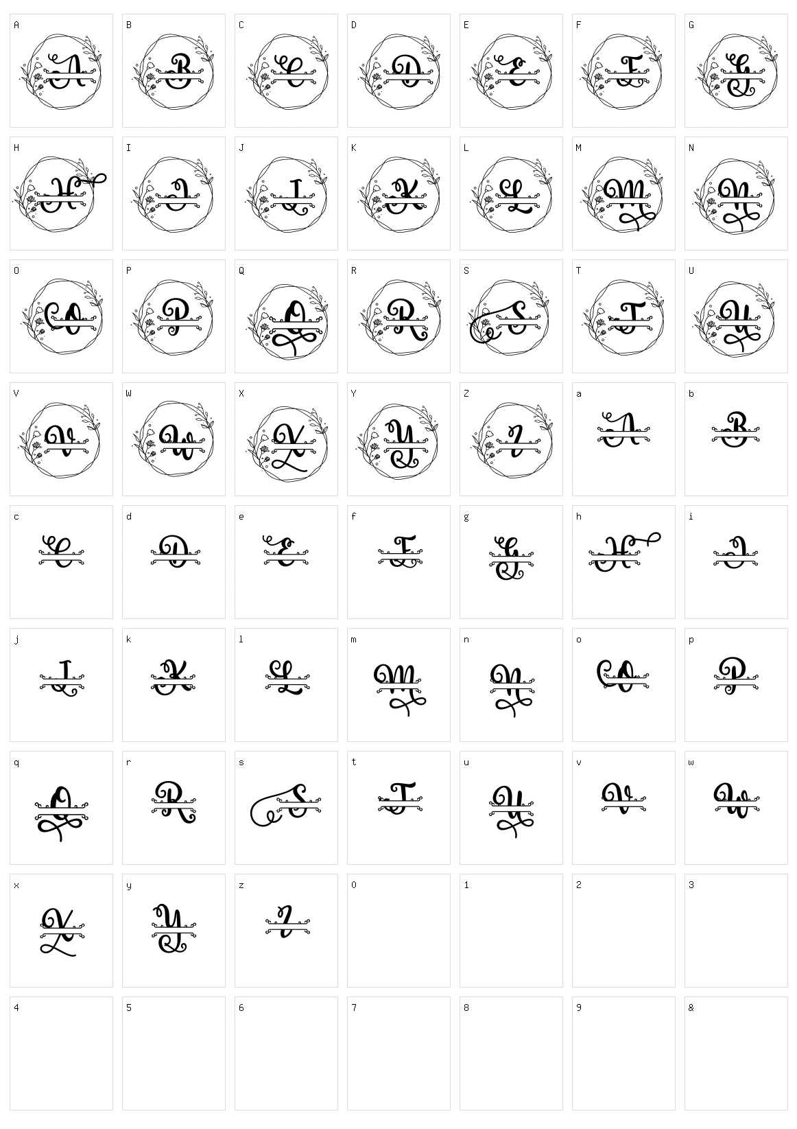 Rose Monogram Character Set