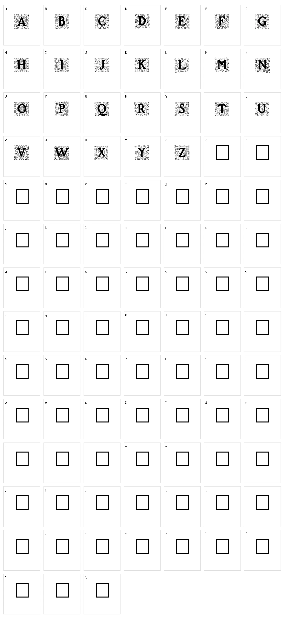 Roycroft Initials Character Set