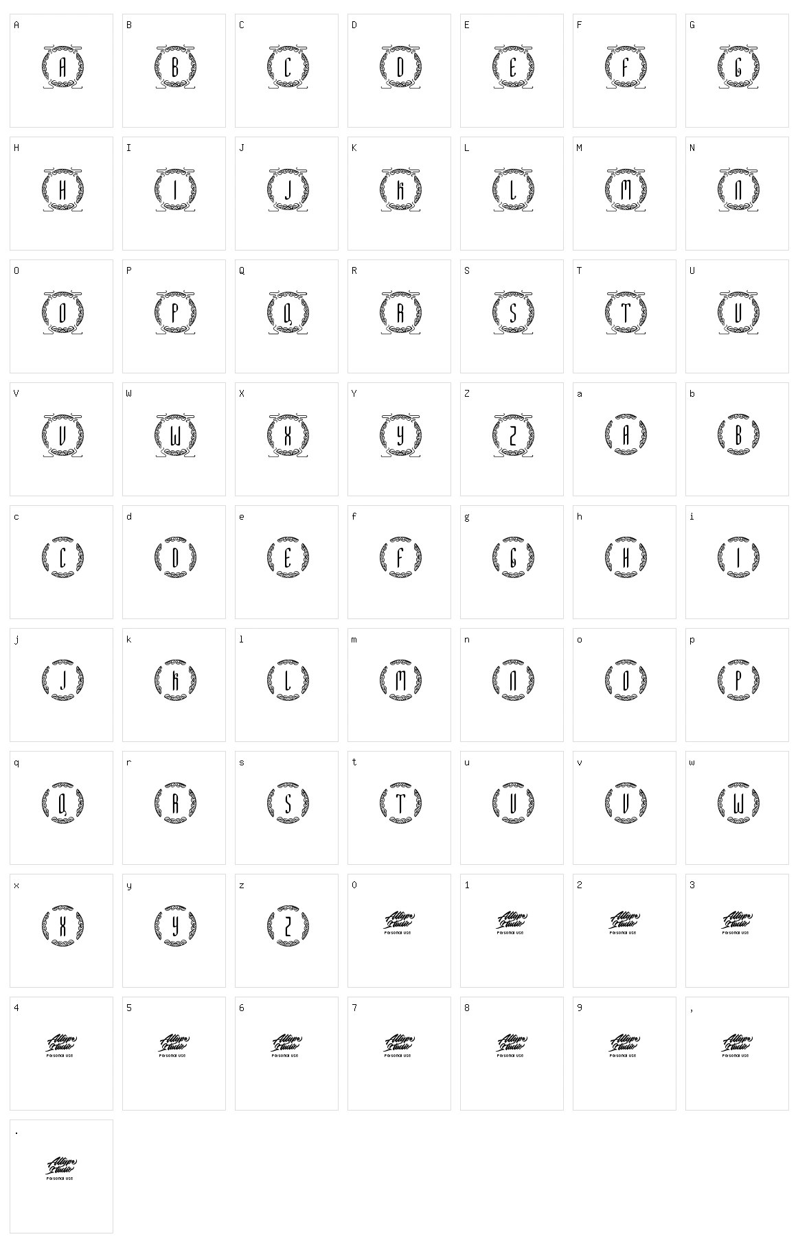 Shion Chinese Monogram Character Set