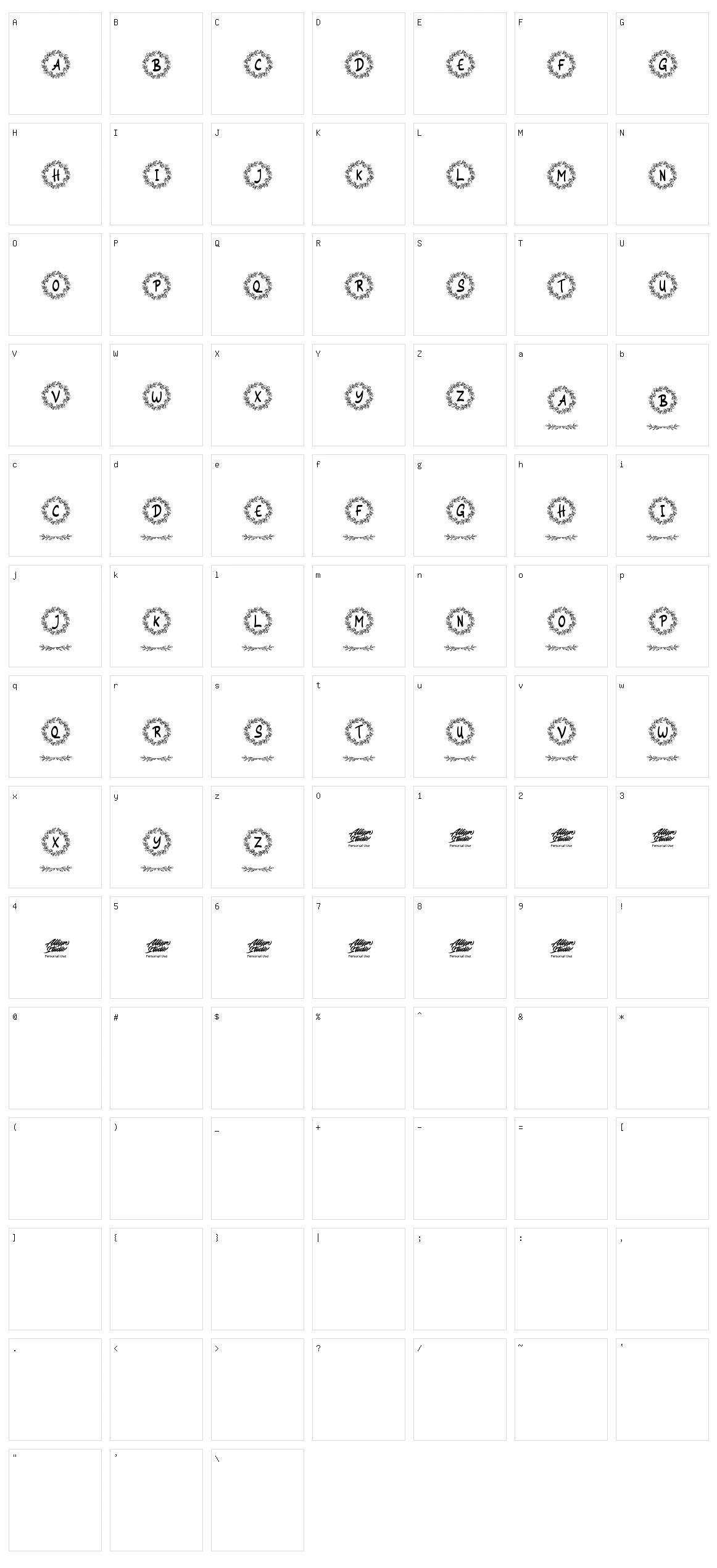 Siestha Monogram Character Set