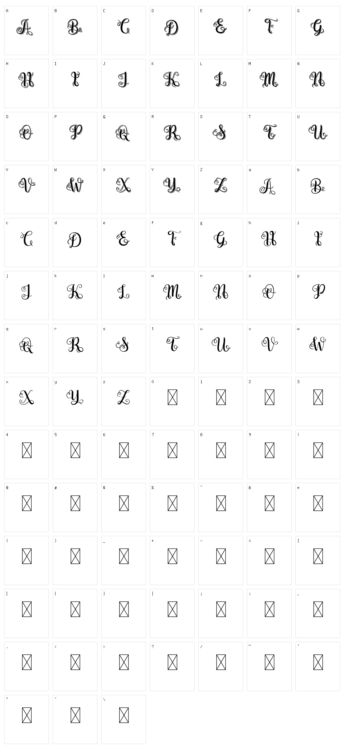 Swirly Letters Character Set