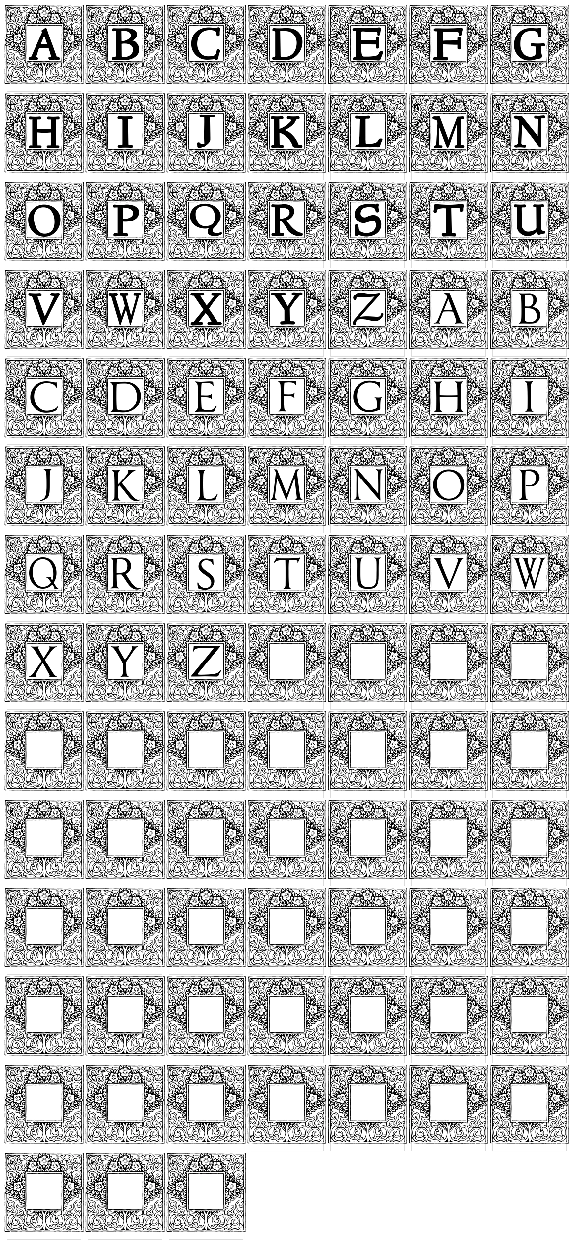 Topiary Initials Character Set