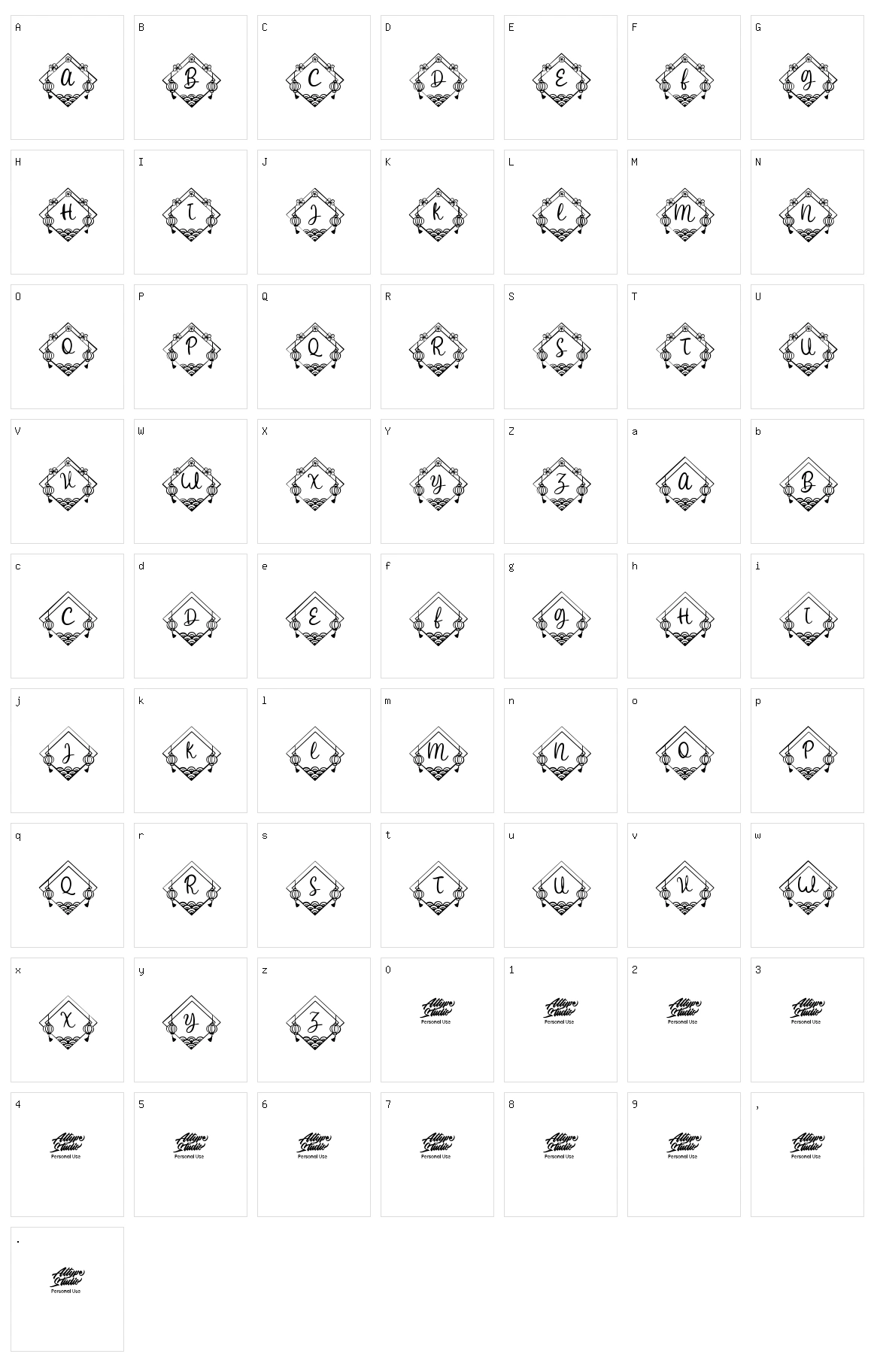 Yokata Chinese Monogram Character Set
