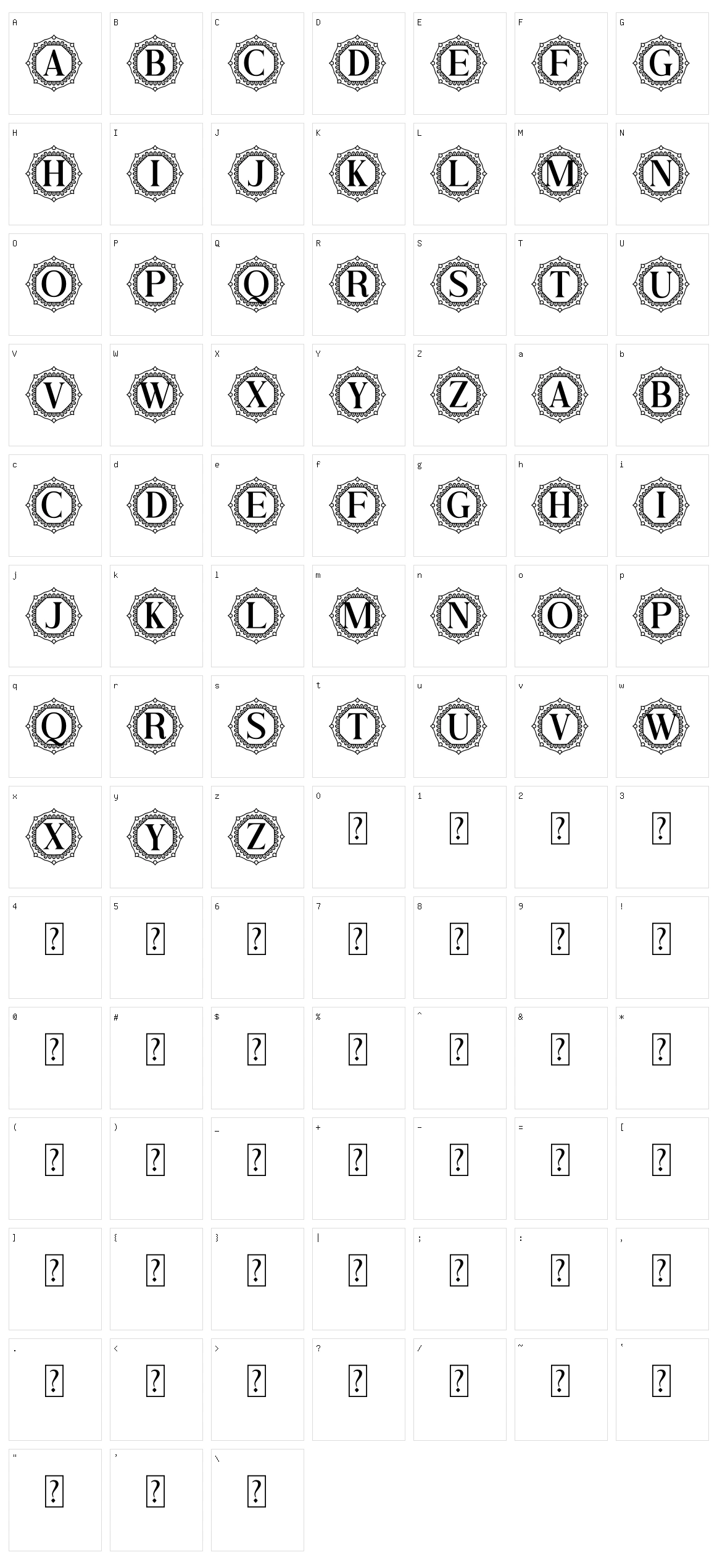 Ziviliam Monogram Character Set