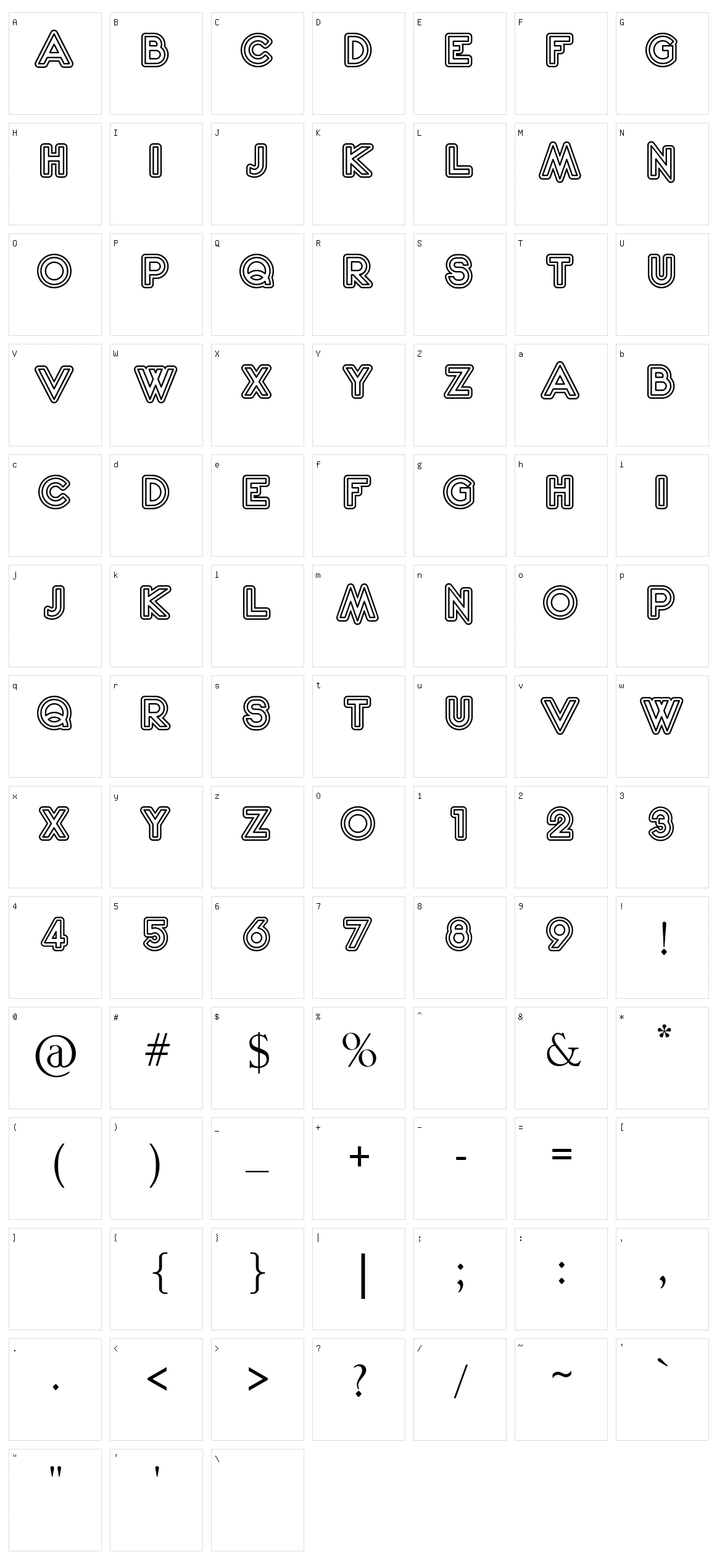 2020 Outline Kei Character Set