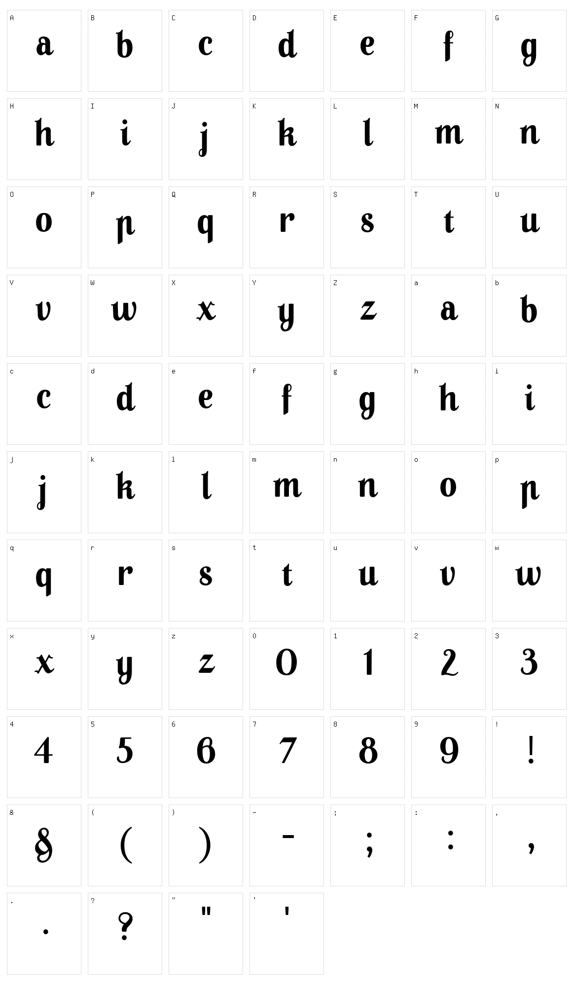 A Pompadour Display Character Set