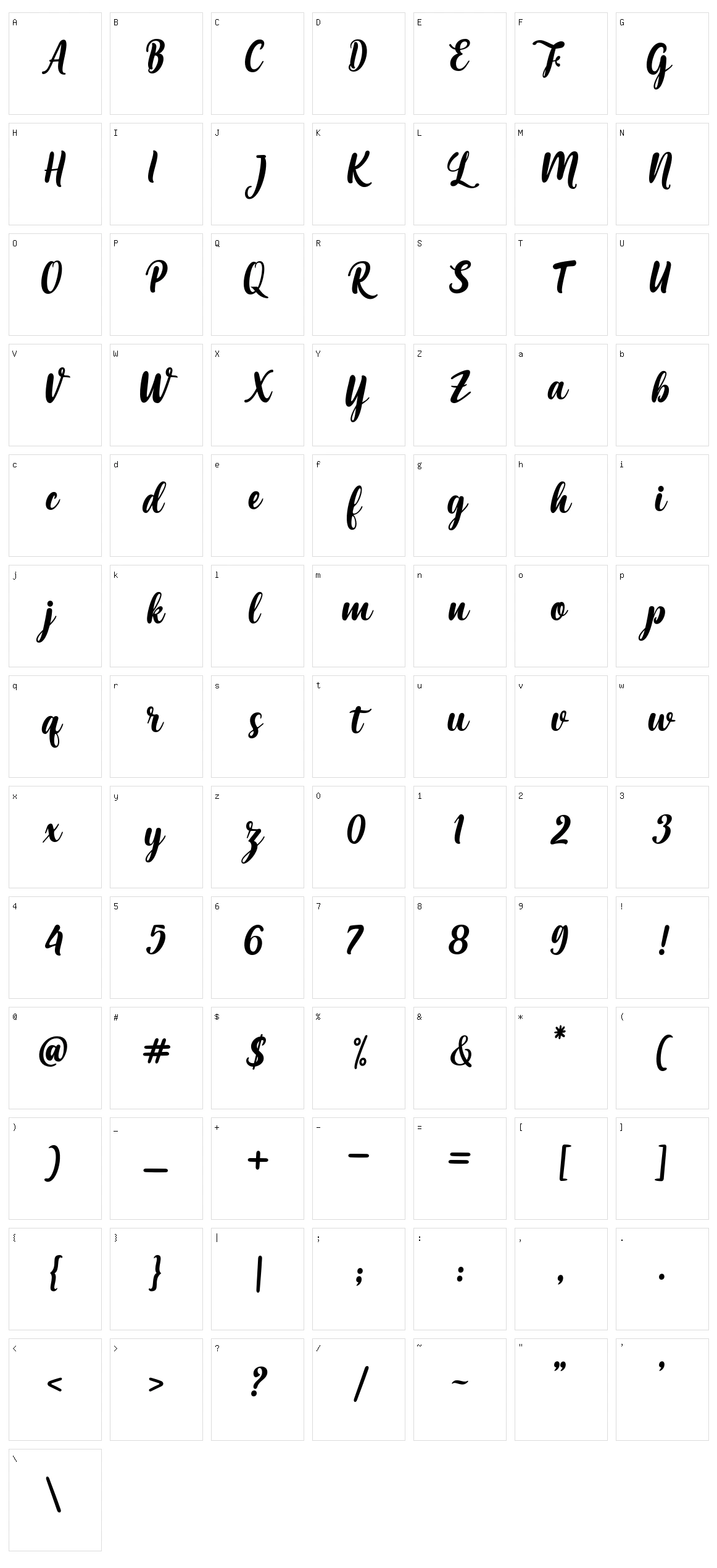 Maria Aishane Script Character Set