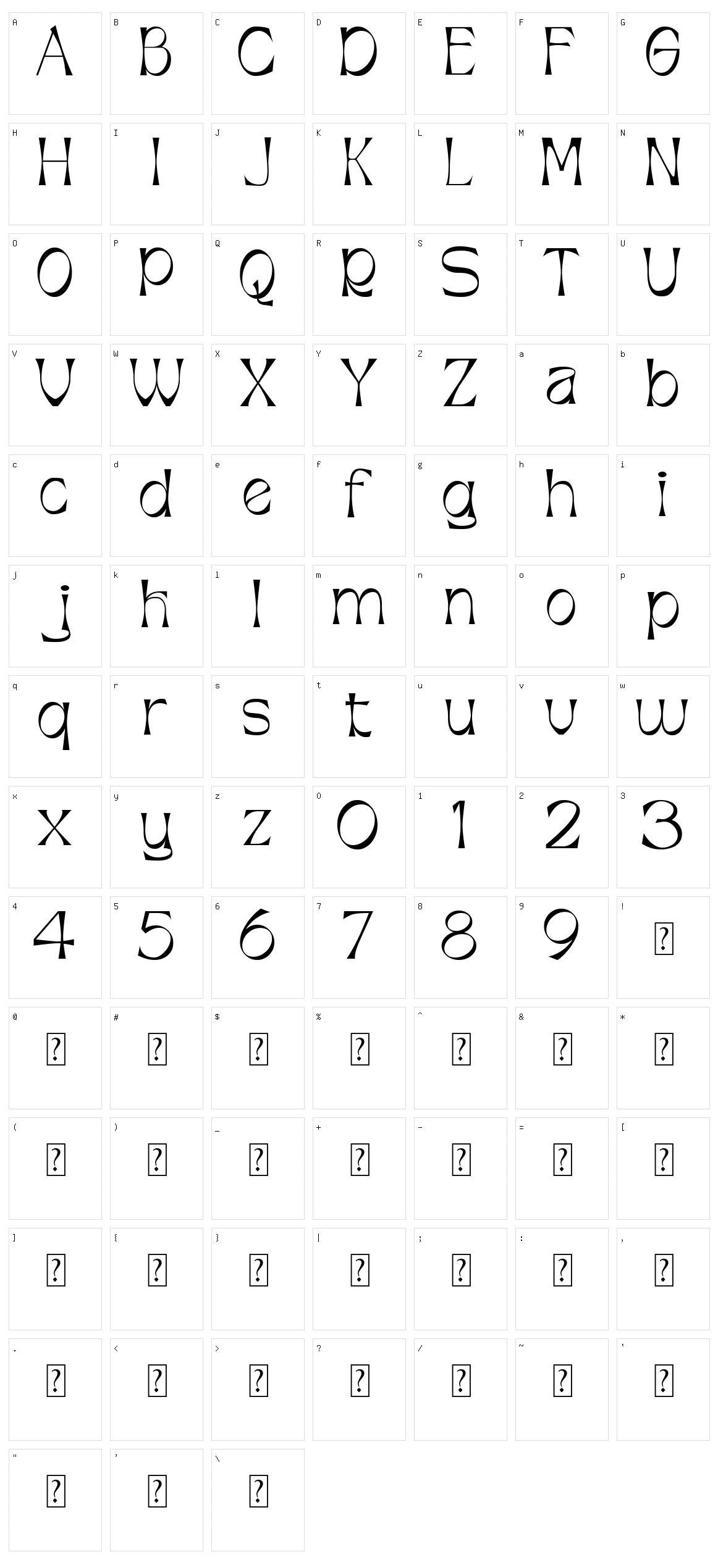 Agfiustor Character Set