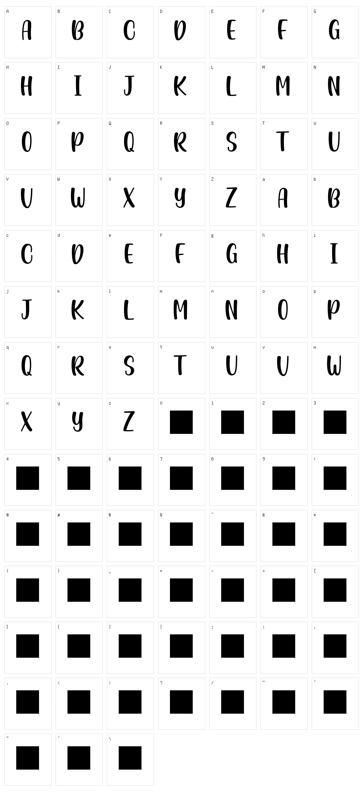 Casking Cream Sans Character Set