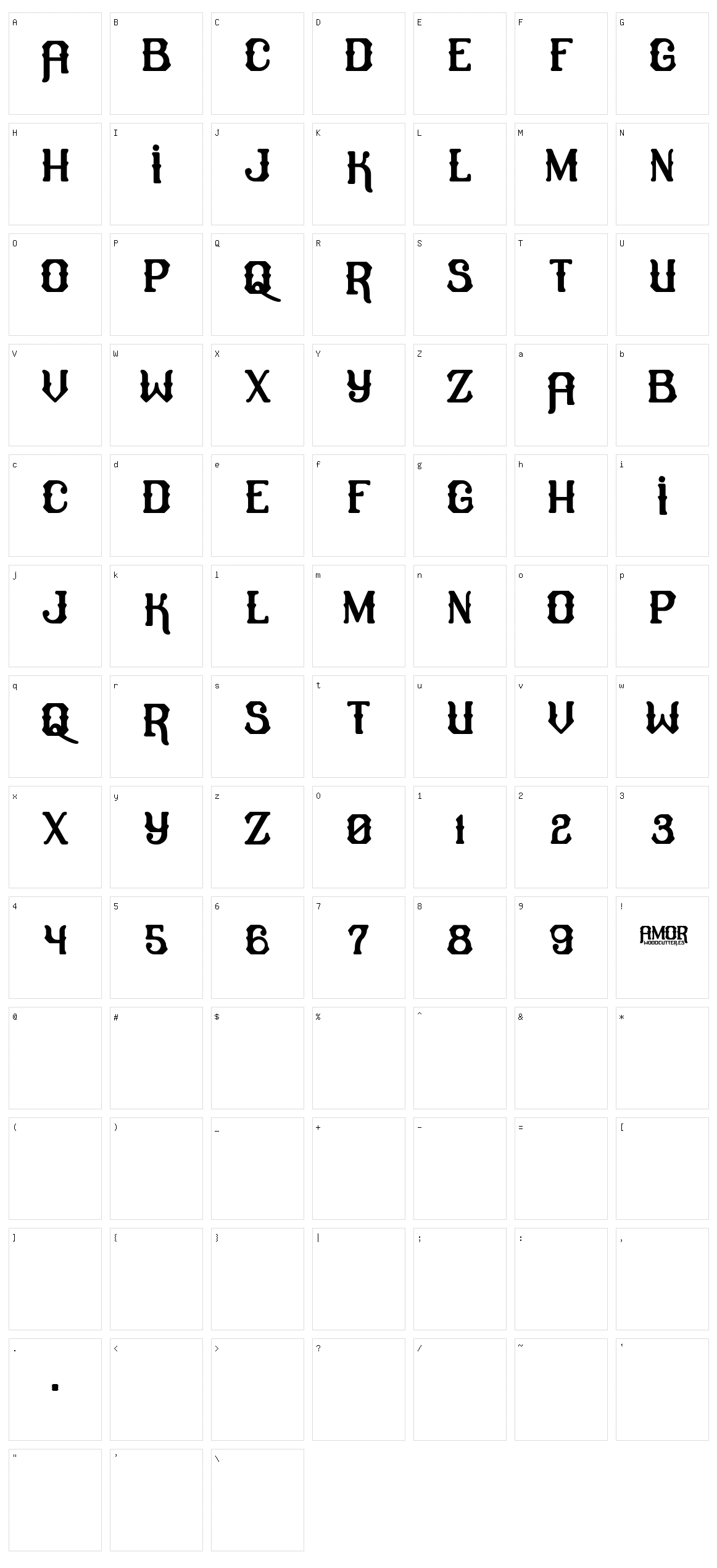 Amor Character Set