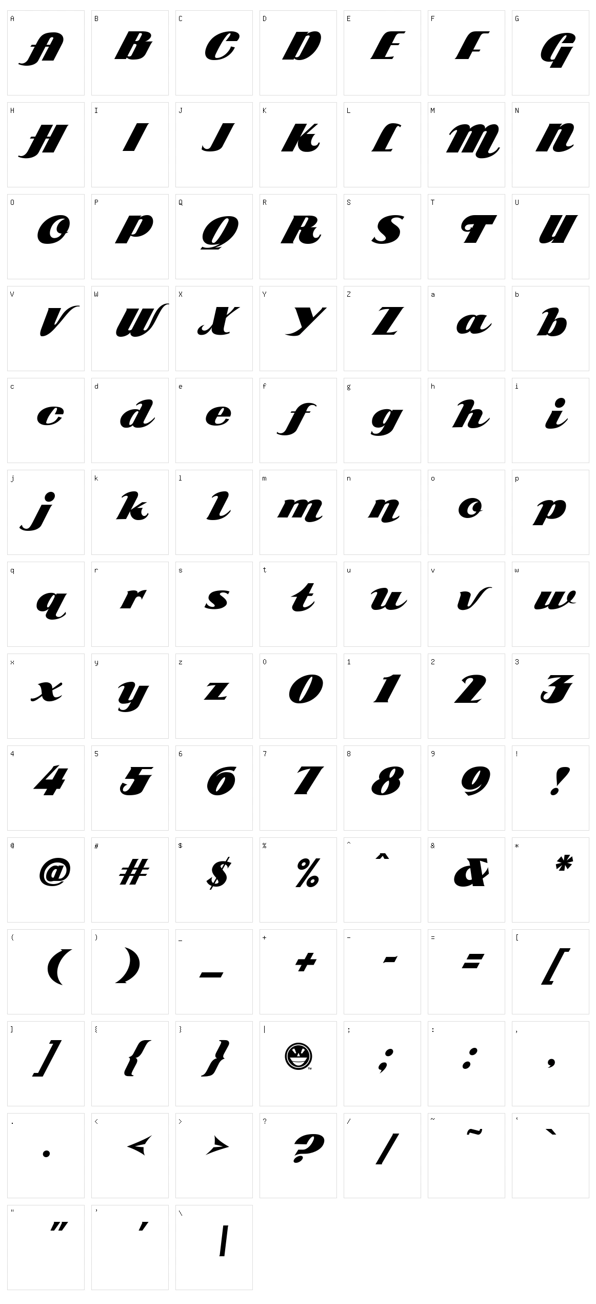 ARB 85 Poster Script JAN-39 Character Set